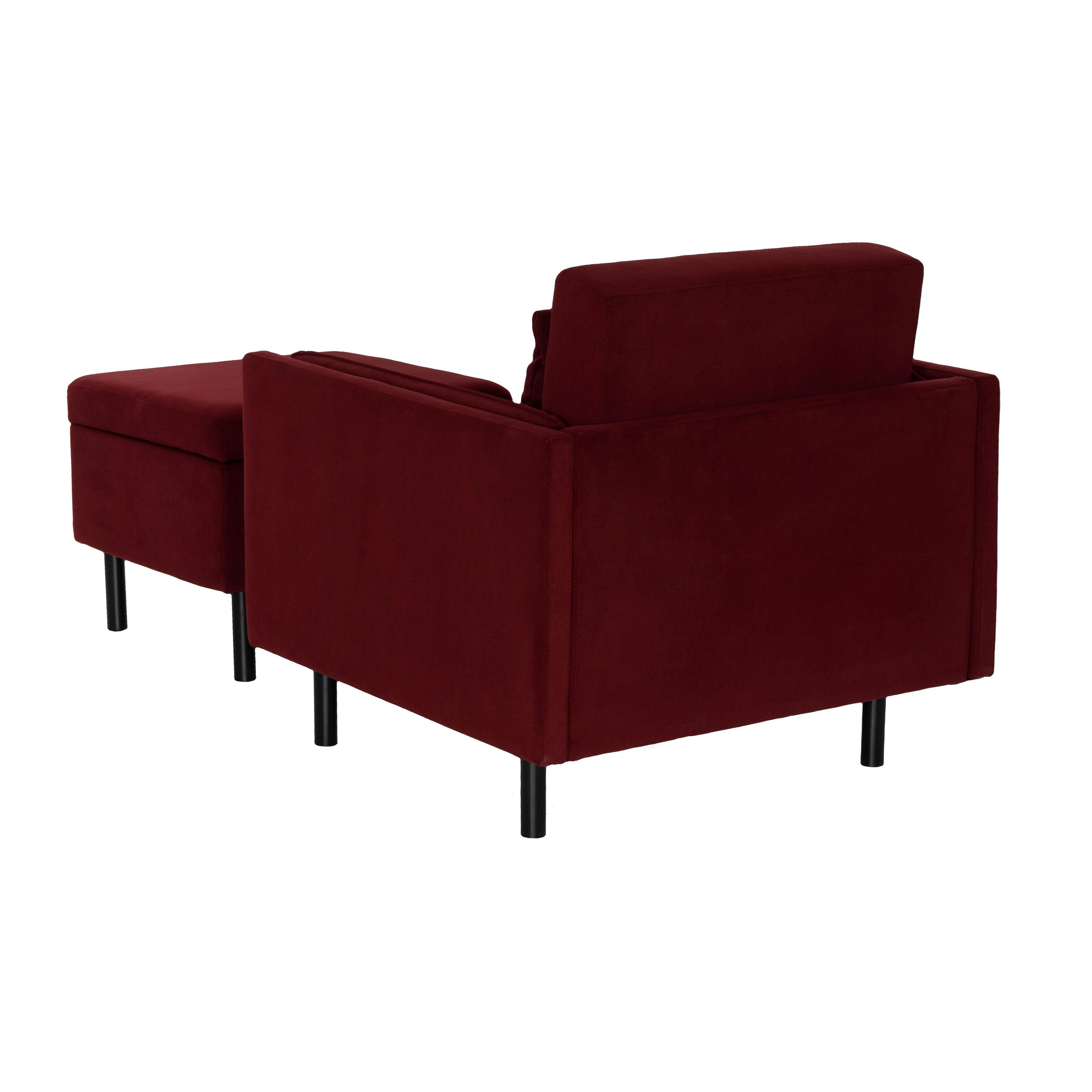 Linon Velvet Chair and Ottoman Set, , large