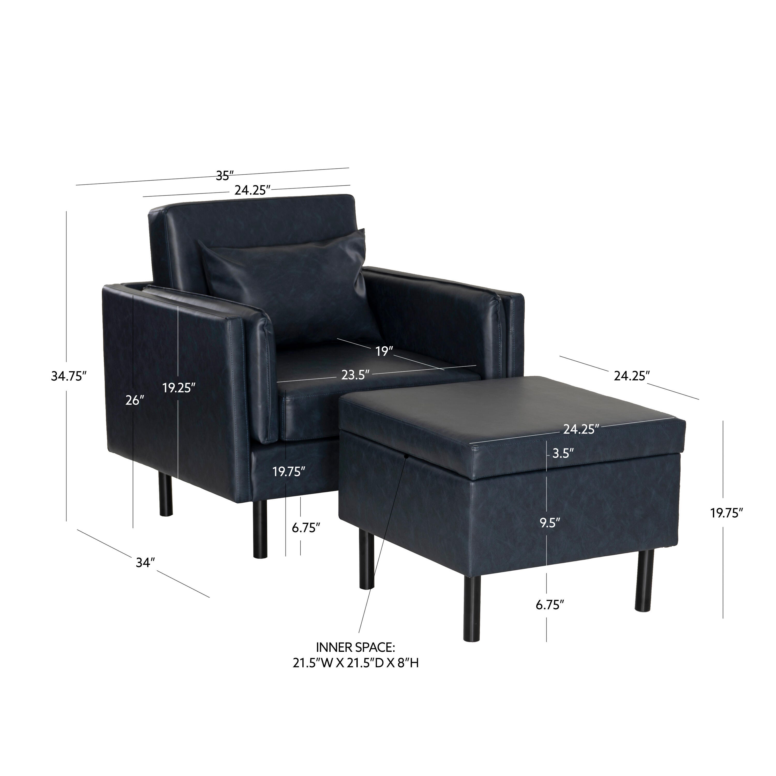 Linon Chair and Ottoman Set, , large