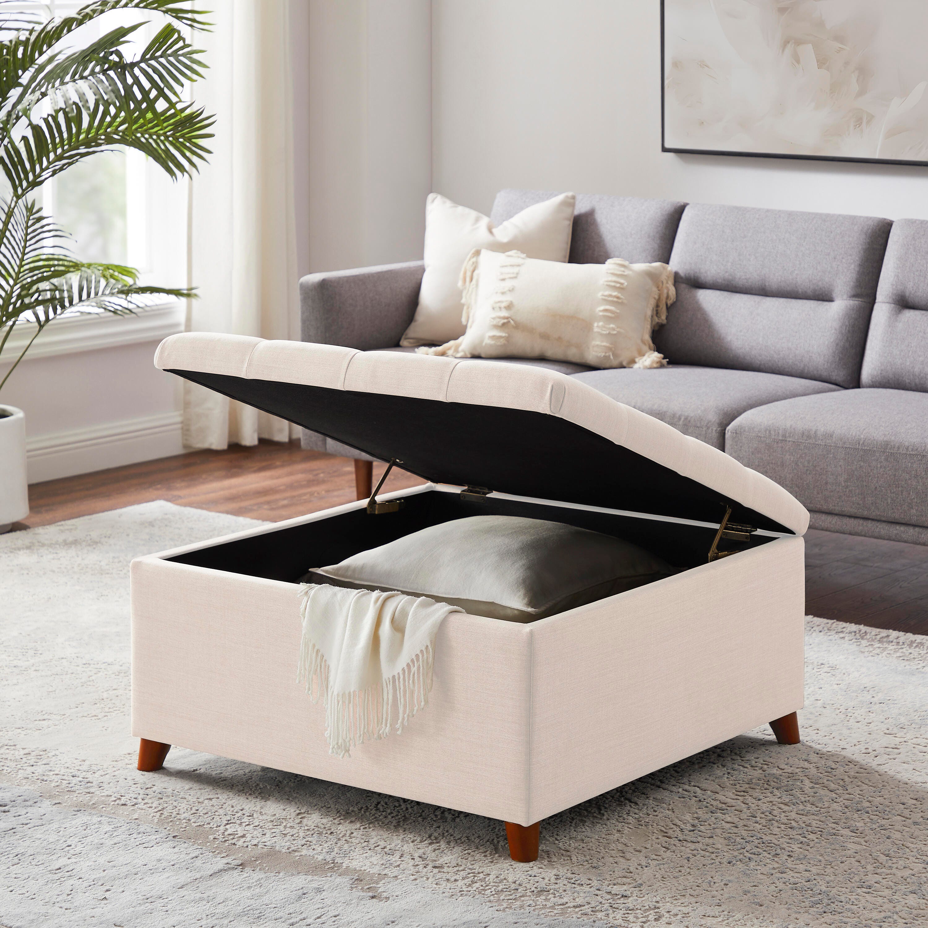 Linon Ottoman with Storage, , large