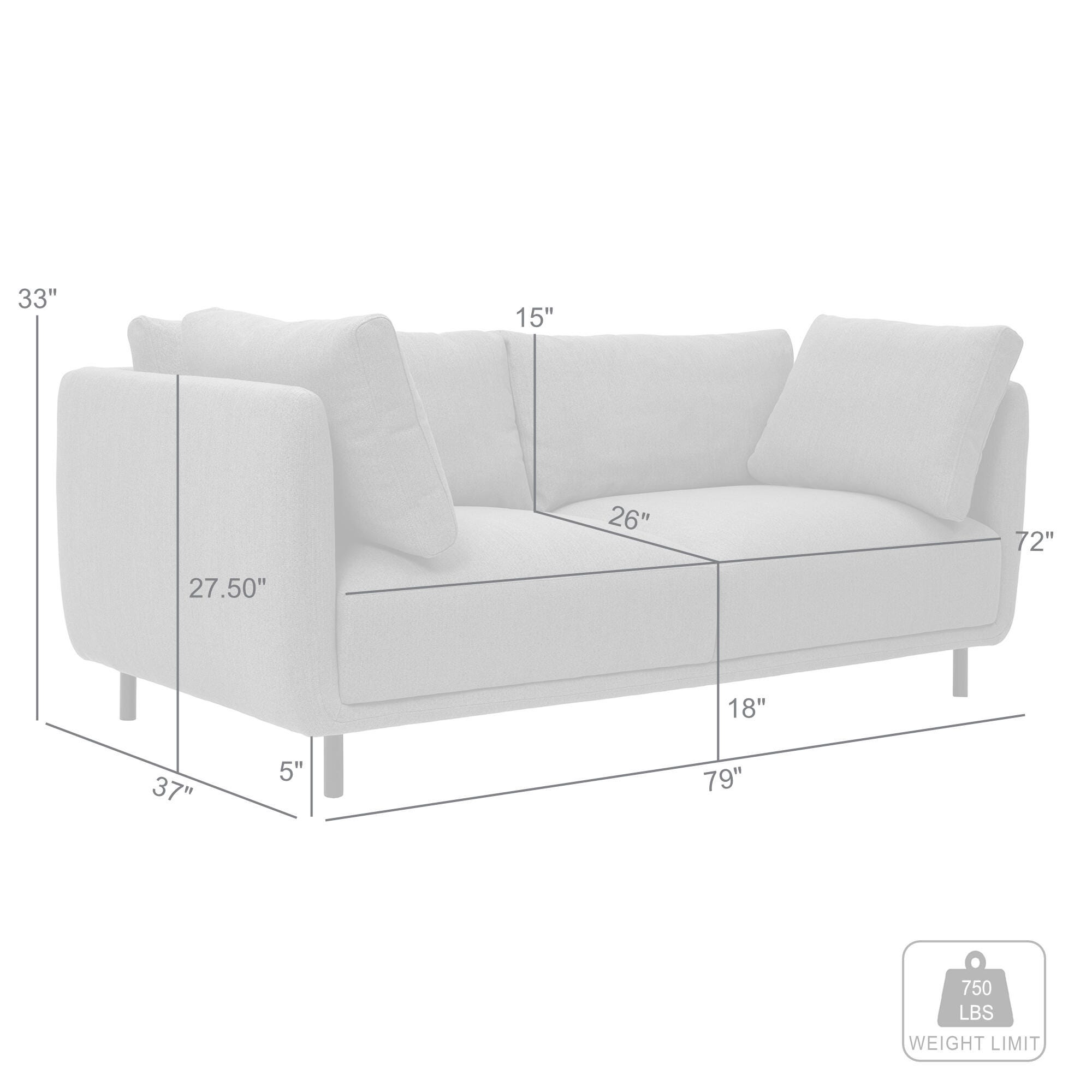 Armen Living Serenity Sofa, , large