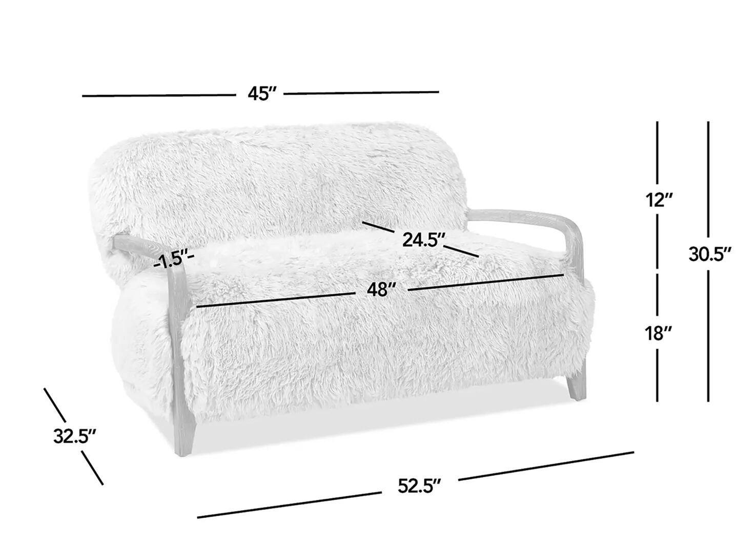 Jennifer Taylor Home Enchante Sheepskin Loveseat, , large