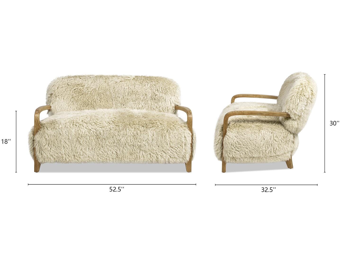 Jennifer Taylor Home Enchante Sheepskin Loveseat, , large