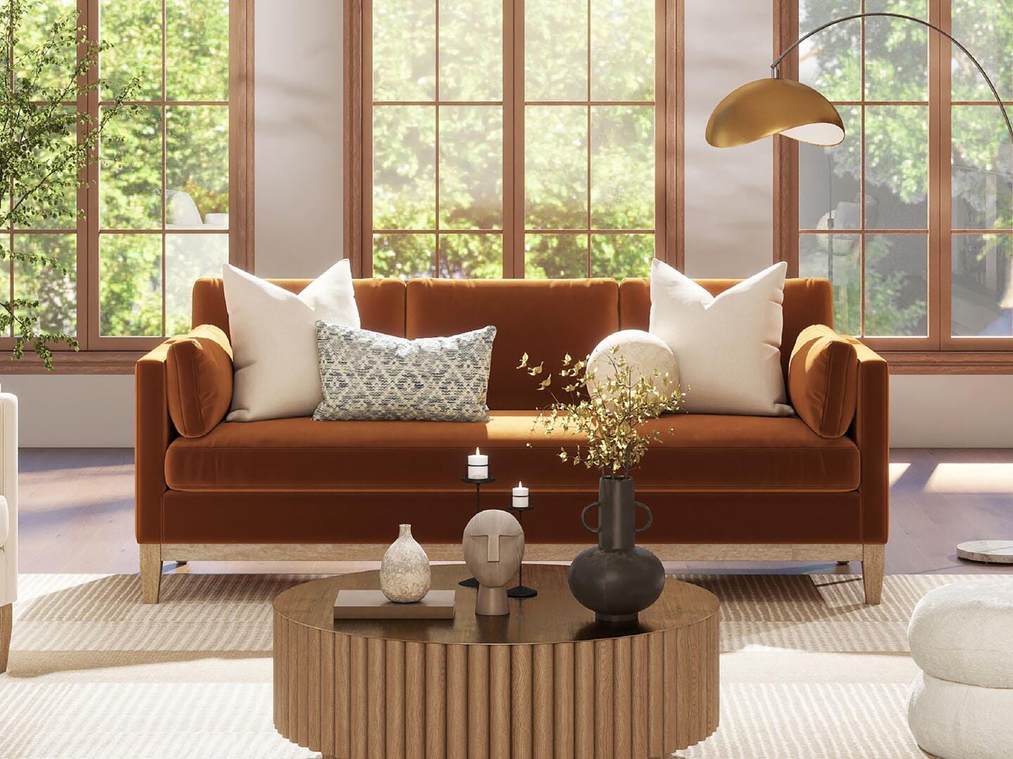 Jennifer Taylor Home Knox Sofa, Burnt Orange, large