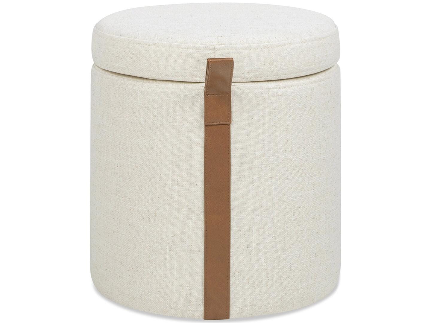 Jennifer Taylor Home Brandy Ottoman with Storage, Flax White, large