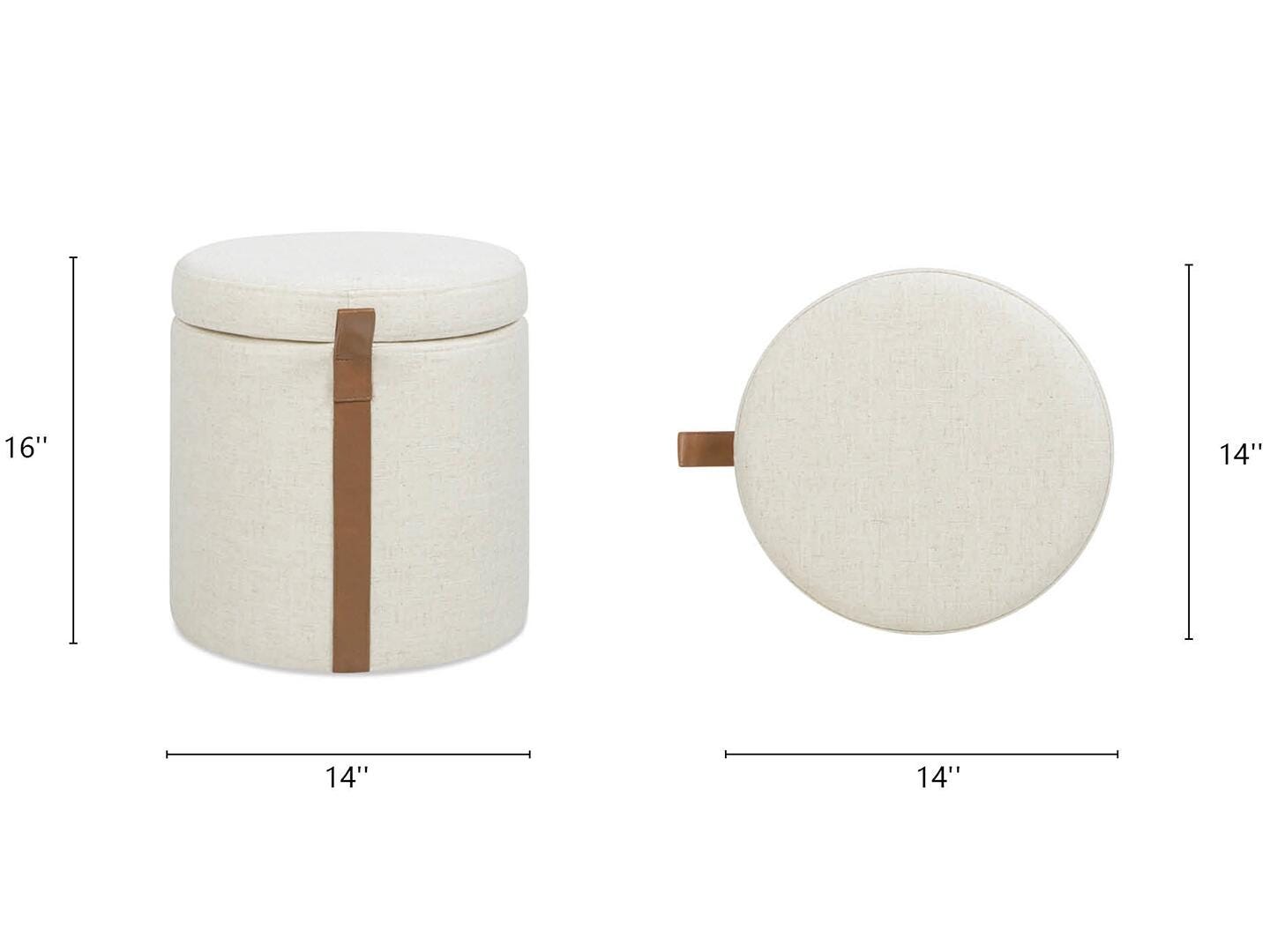 Jennifer Taylor Home Brandy Ottoman with Storage, Flax White, large