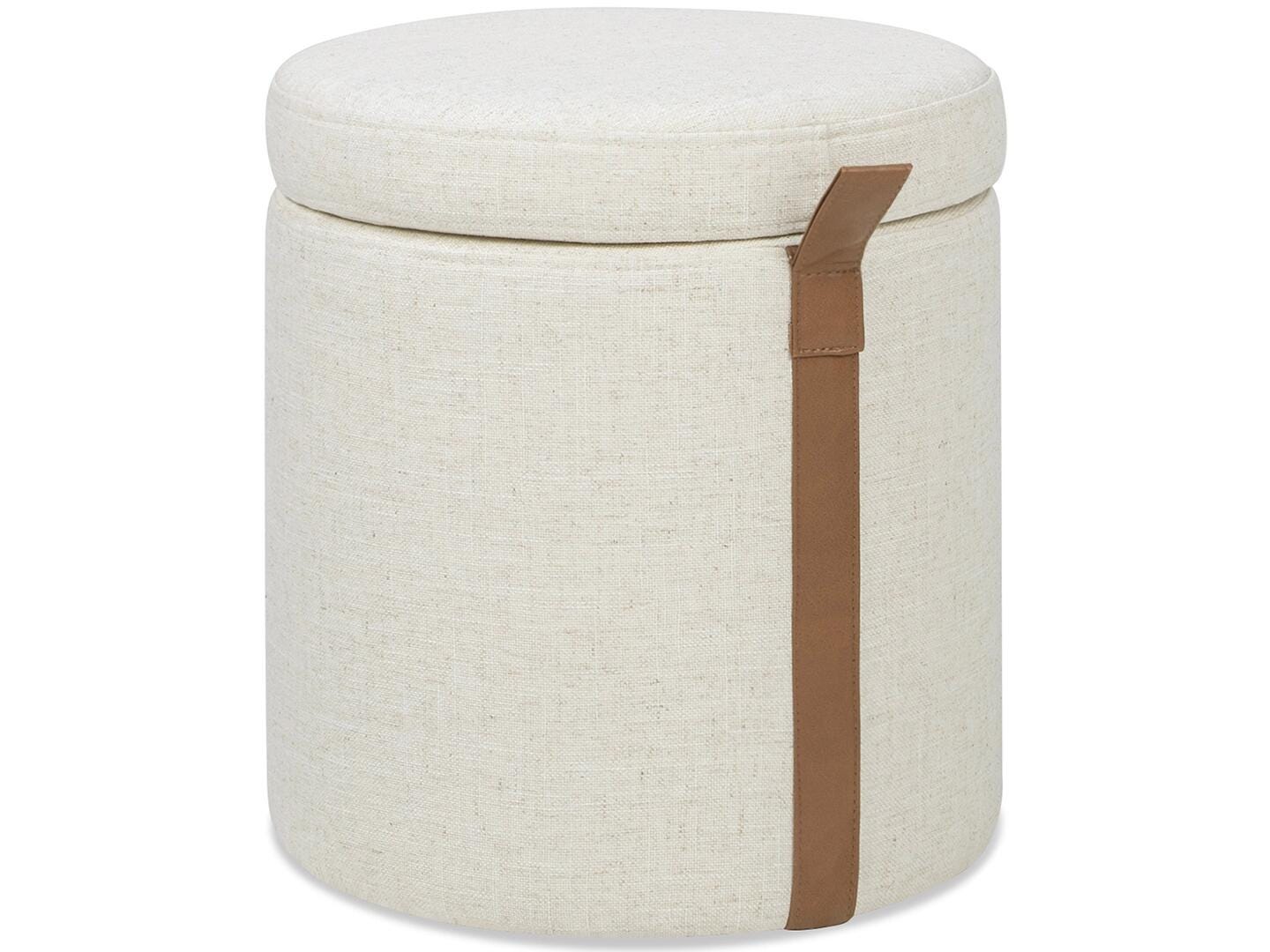 Jennifer Taylor Home Brandy Ottoman with Storage, Flax White, large