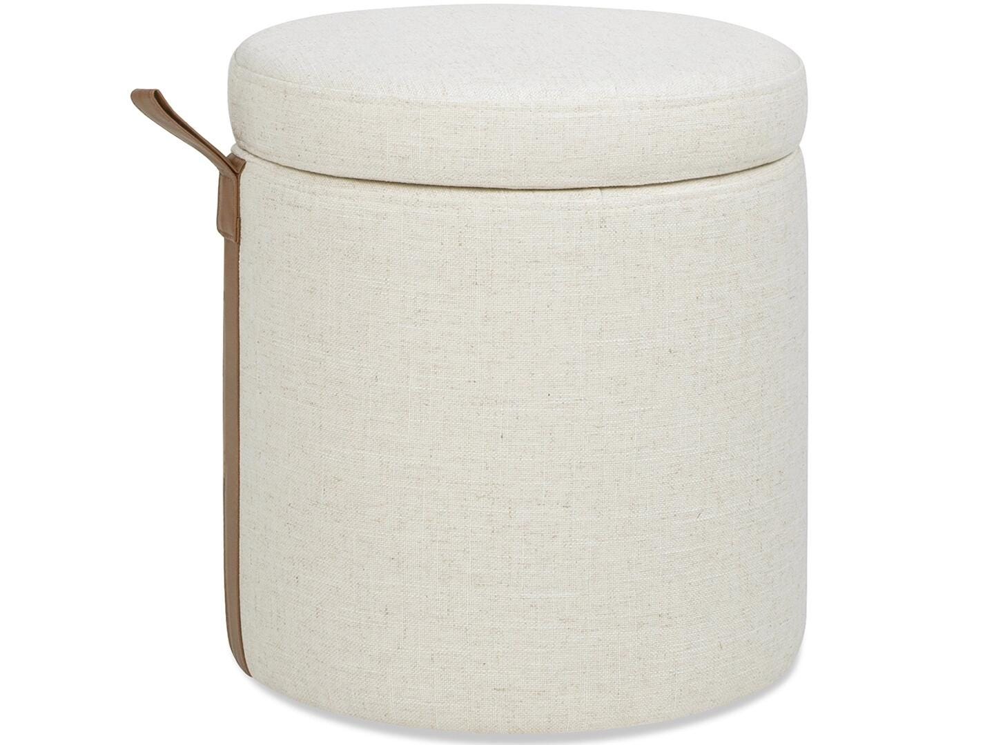 Jennifer Taylor Home Brandy Ottoman with Storage, Flax White, large
