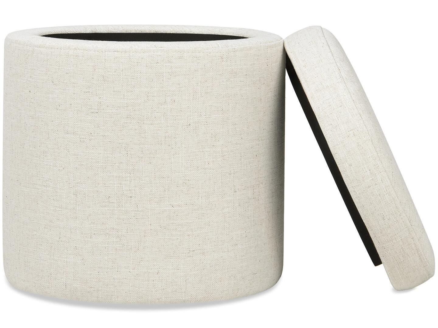 Jennifer Taylor Home Brandy Ottoman with Storage, Flax White, large