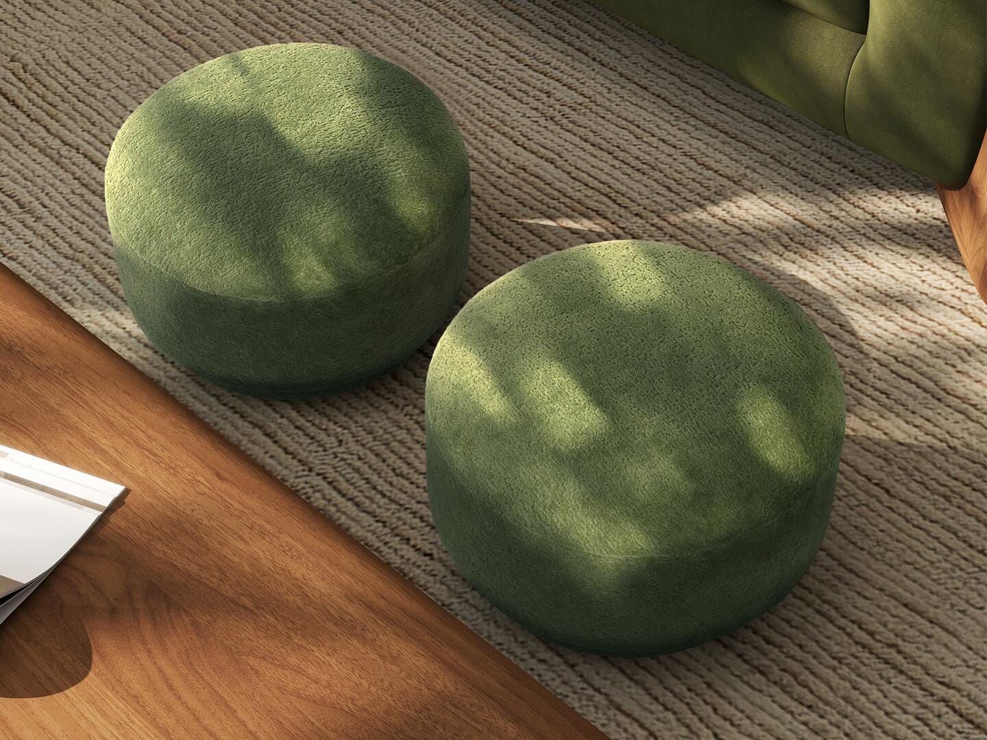 Jennifer Taylor Home Fuji Ottoman, Moss Green, large