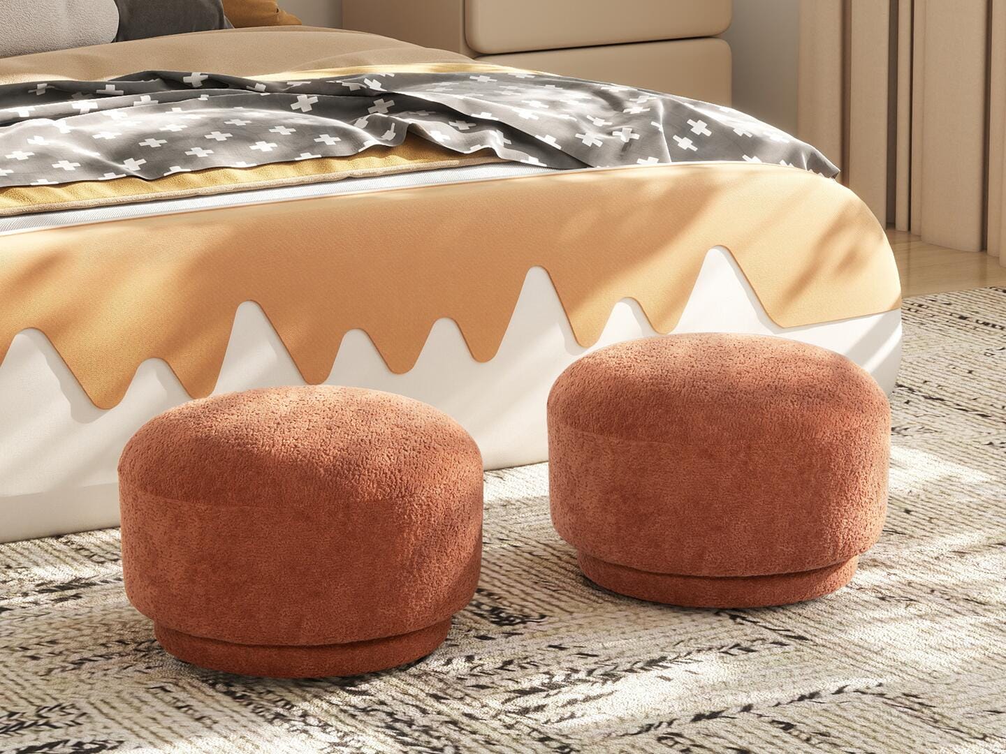 Jennifer Taylor Home Fuji Ottoman, Spice Orange, large