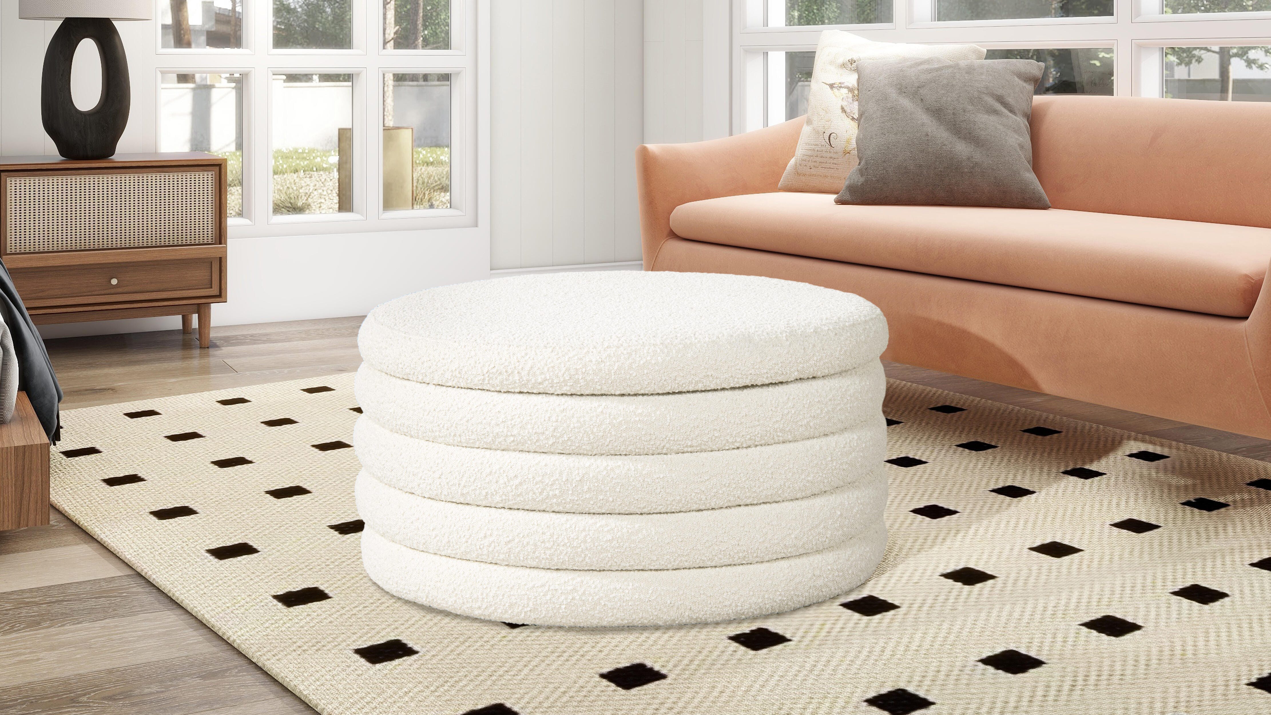 Jennifer Taylor Home Fuji Round Ottoman with Storage, , rollover