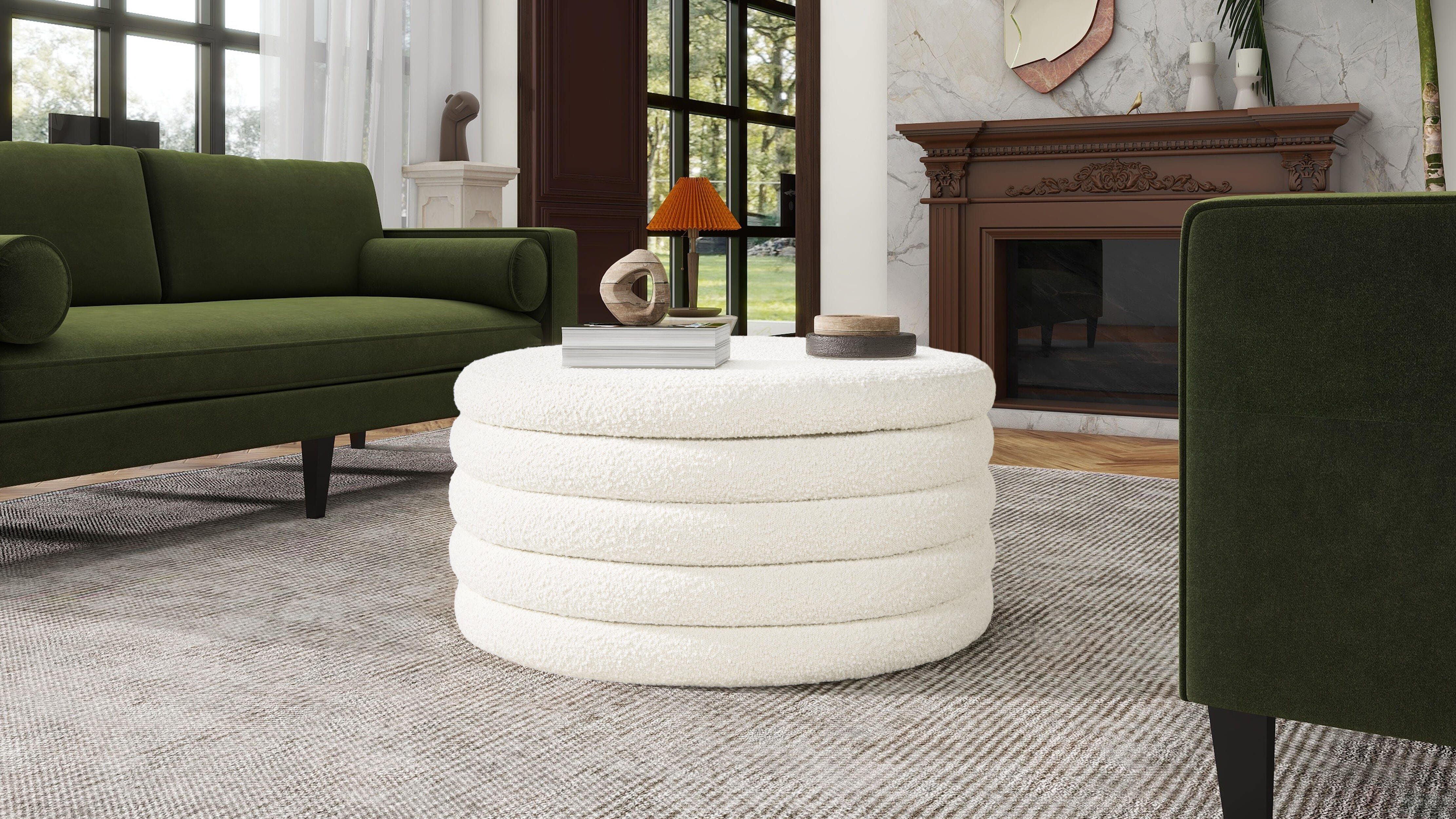 Jennifer Taylor Home Fuji Round Ottoman with Storage, , large