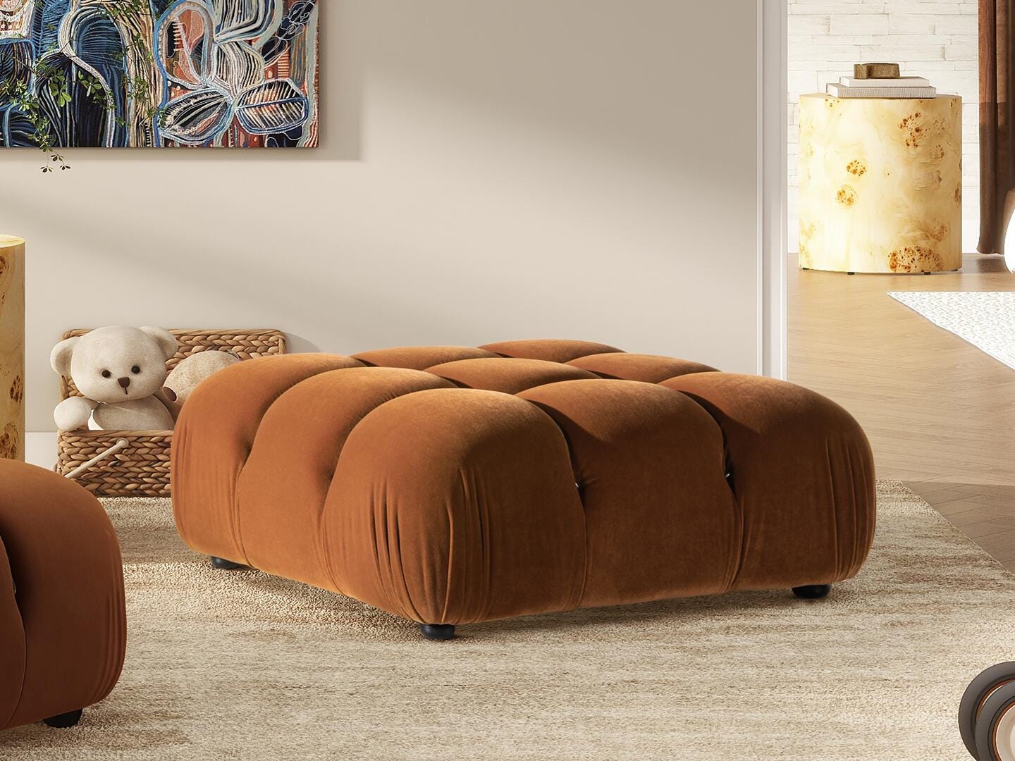 Jennifer Taylor Home Marcel Ottoman, Burnt Orange, large