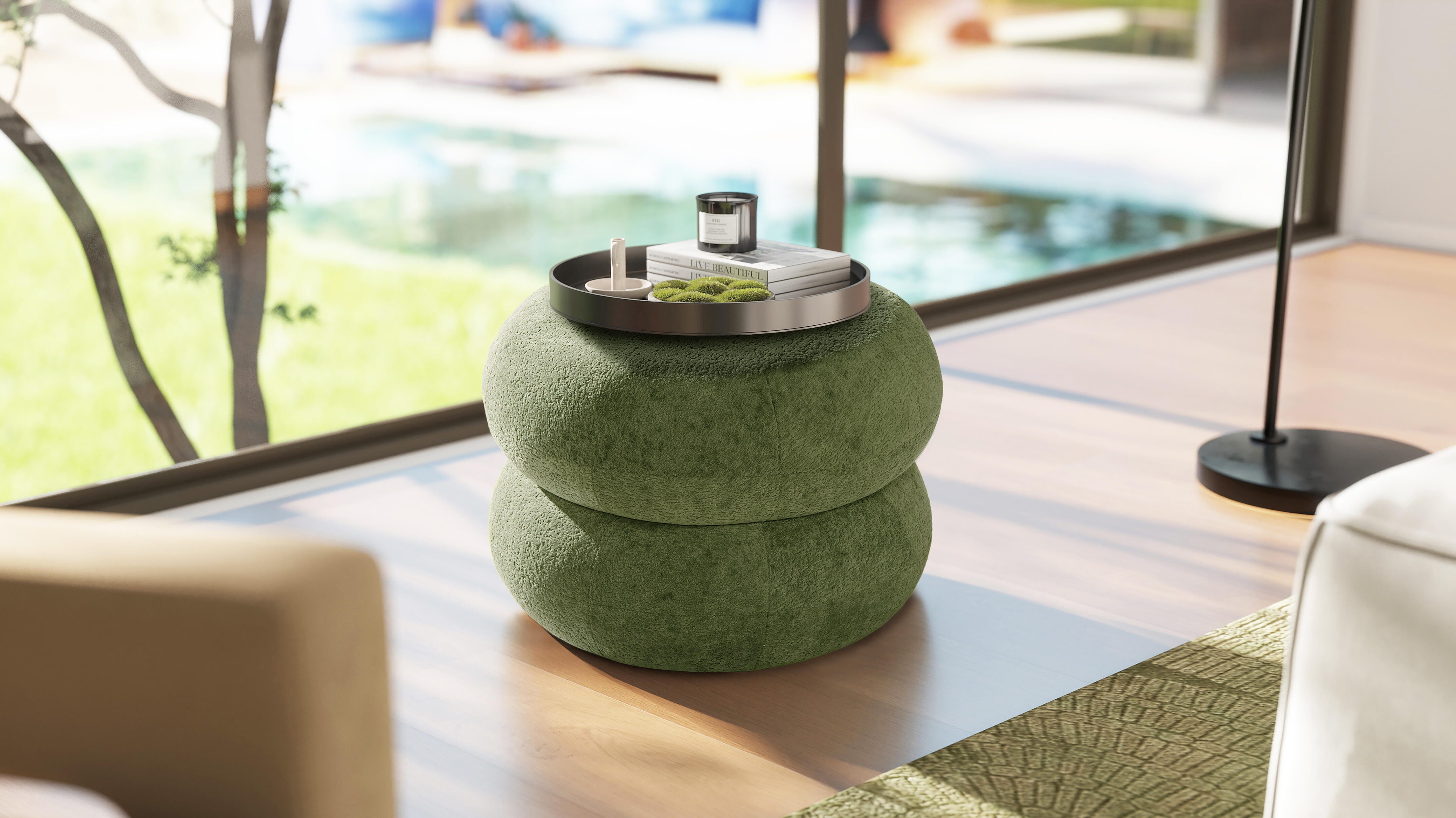 Jennifer Taylor Home Nest Ottoman, Moss Green, rollover