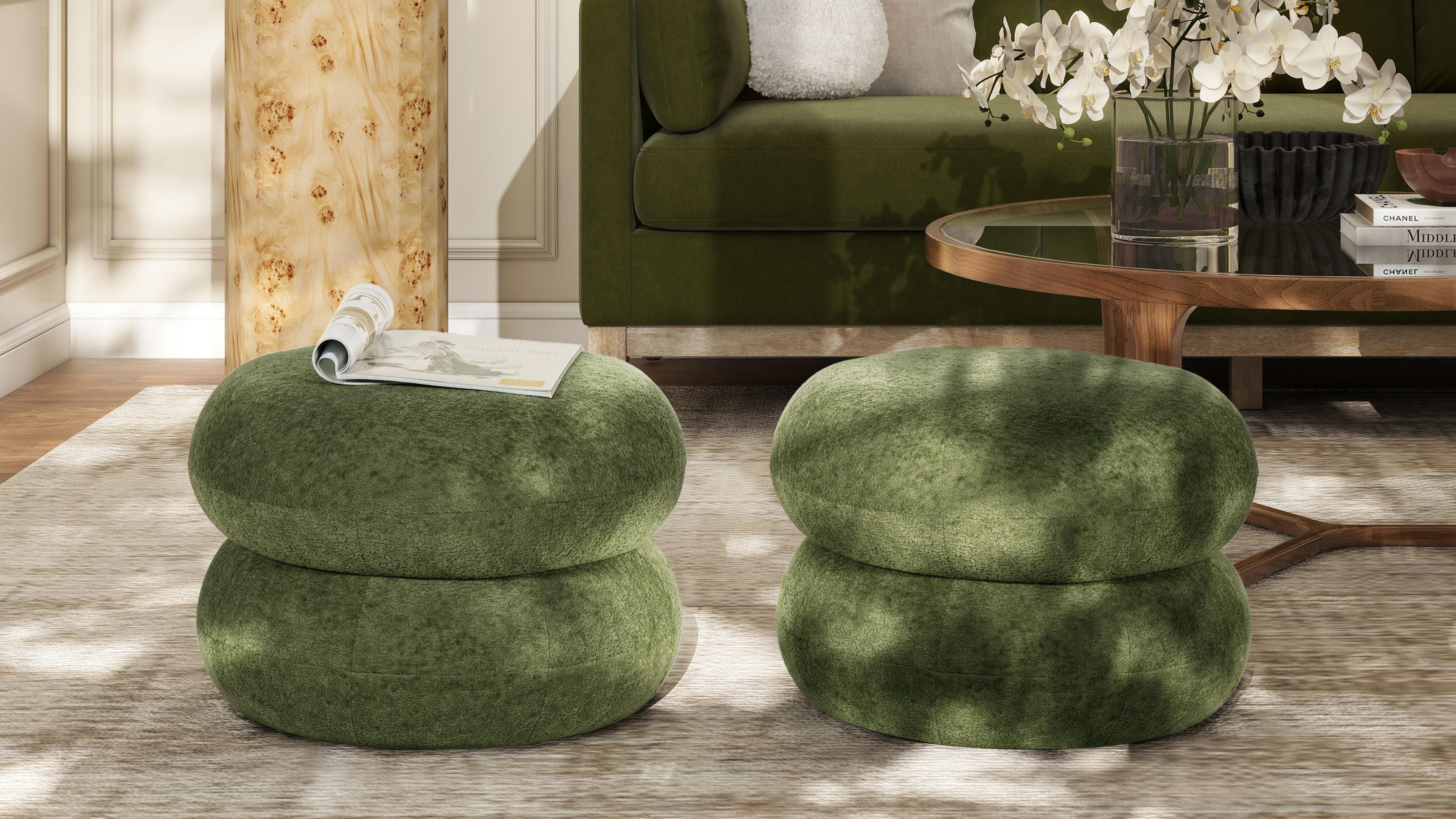 Jennifer Taylor Home Nest Ottoman, Moss Green, large