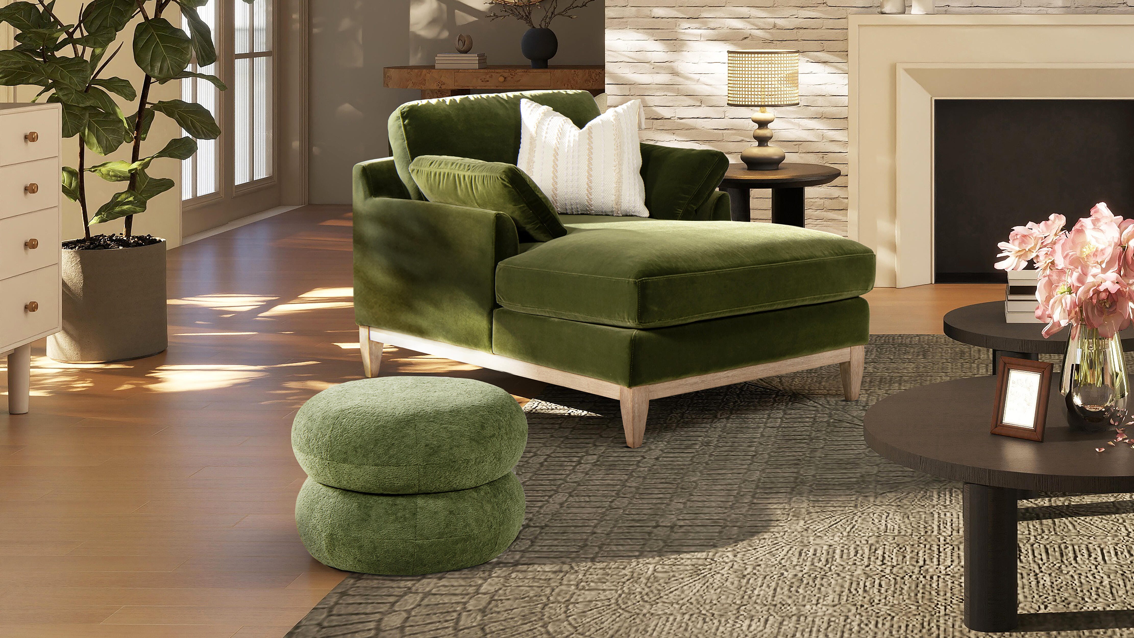 Jennifer Taylor Home Nest Ottoman, Moss Green, large