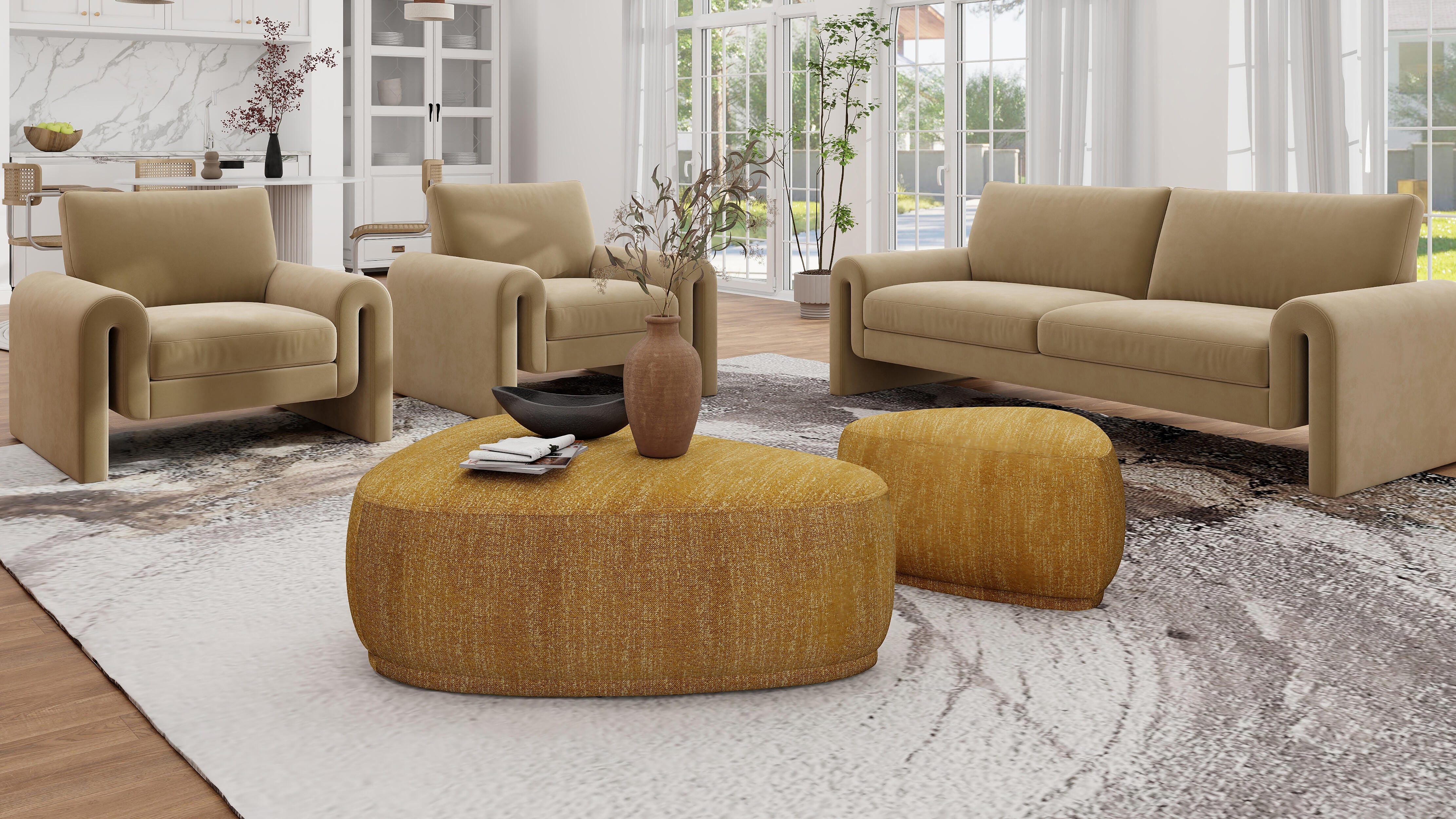 Jennifer Taylor Home Pebble Cocktail Ottoman, , large