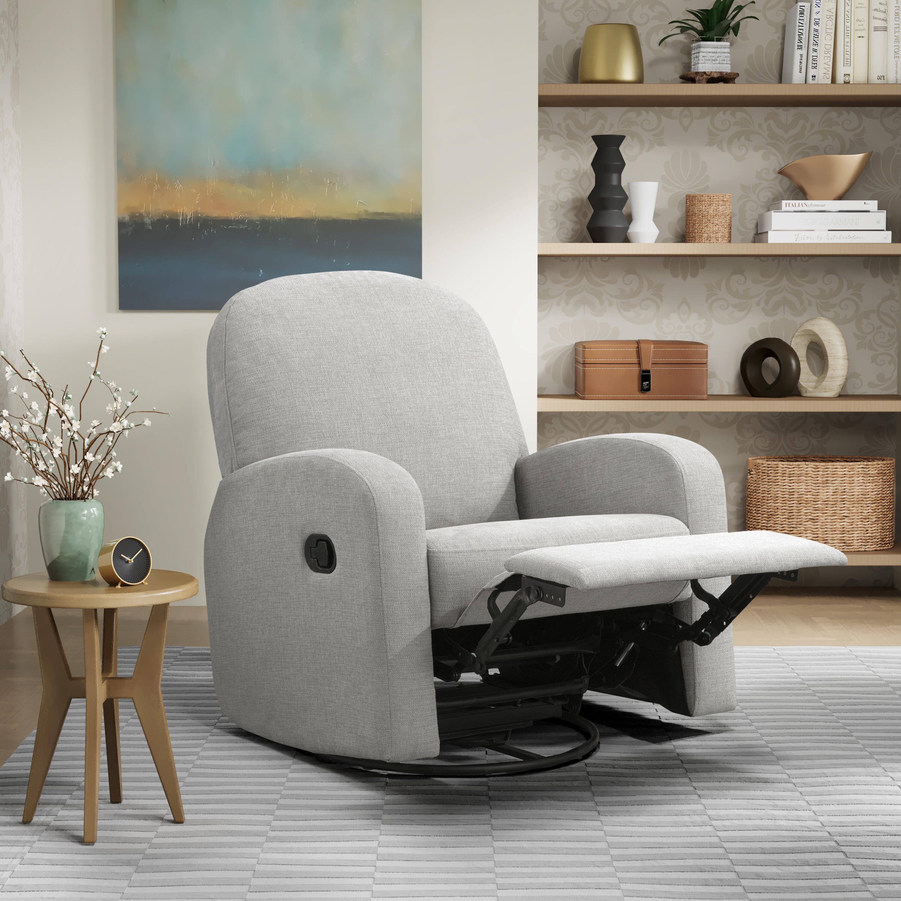 Relax-A-Lounger Parker Manual Recliner, Light Gray, rollover