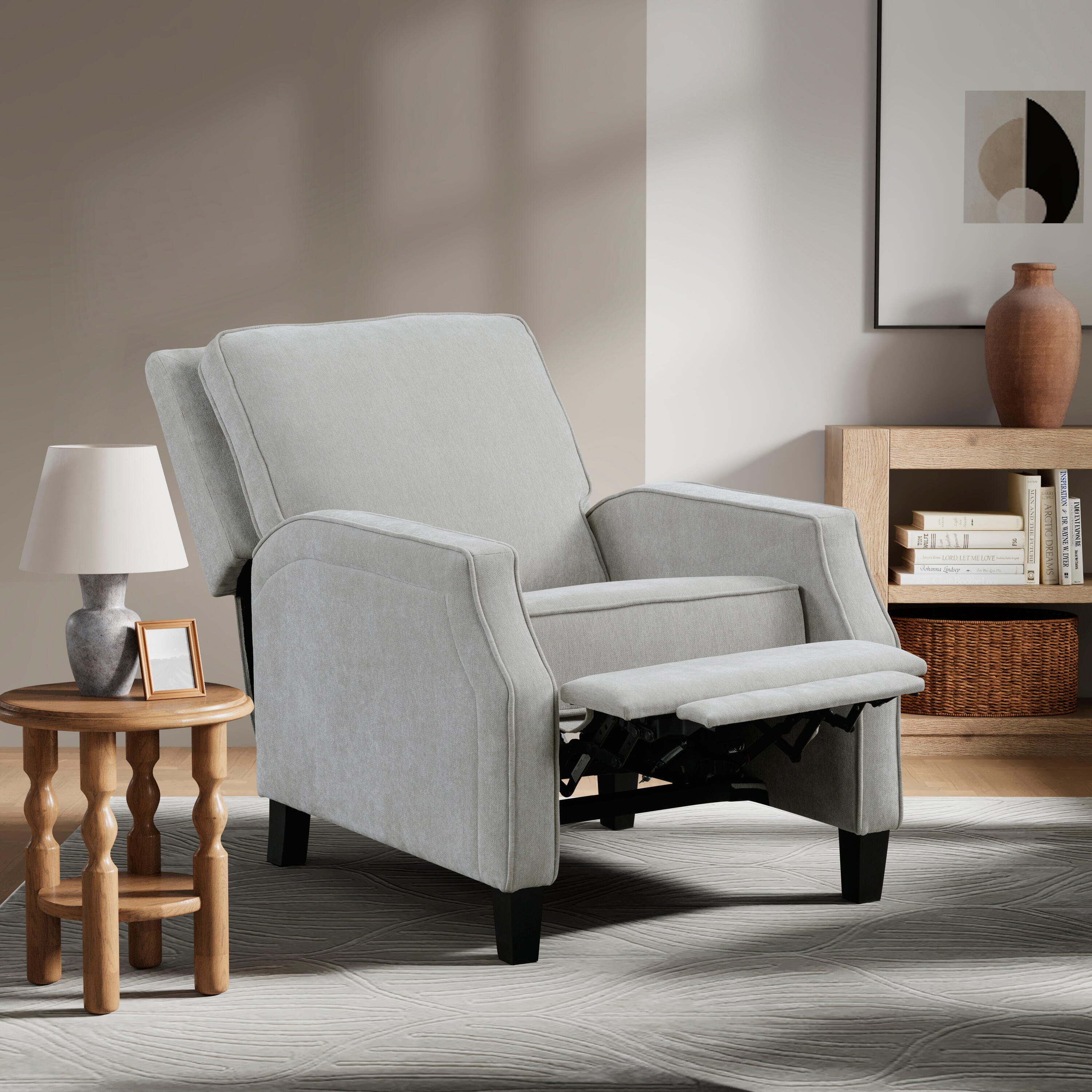 Relax-A-Lounger Shephard Manual Recliner, Light Gray, rollover