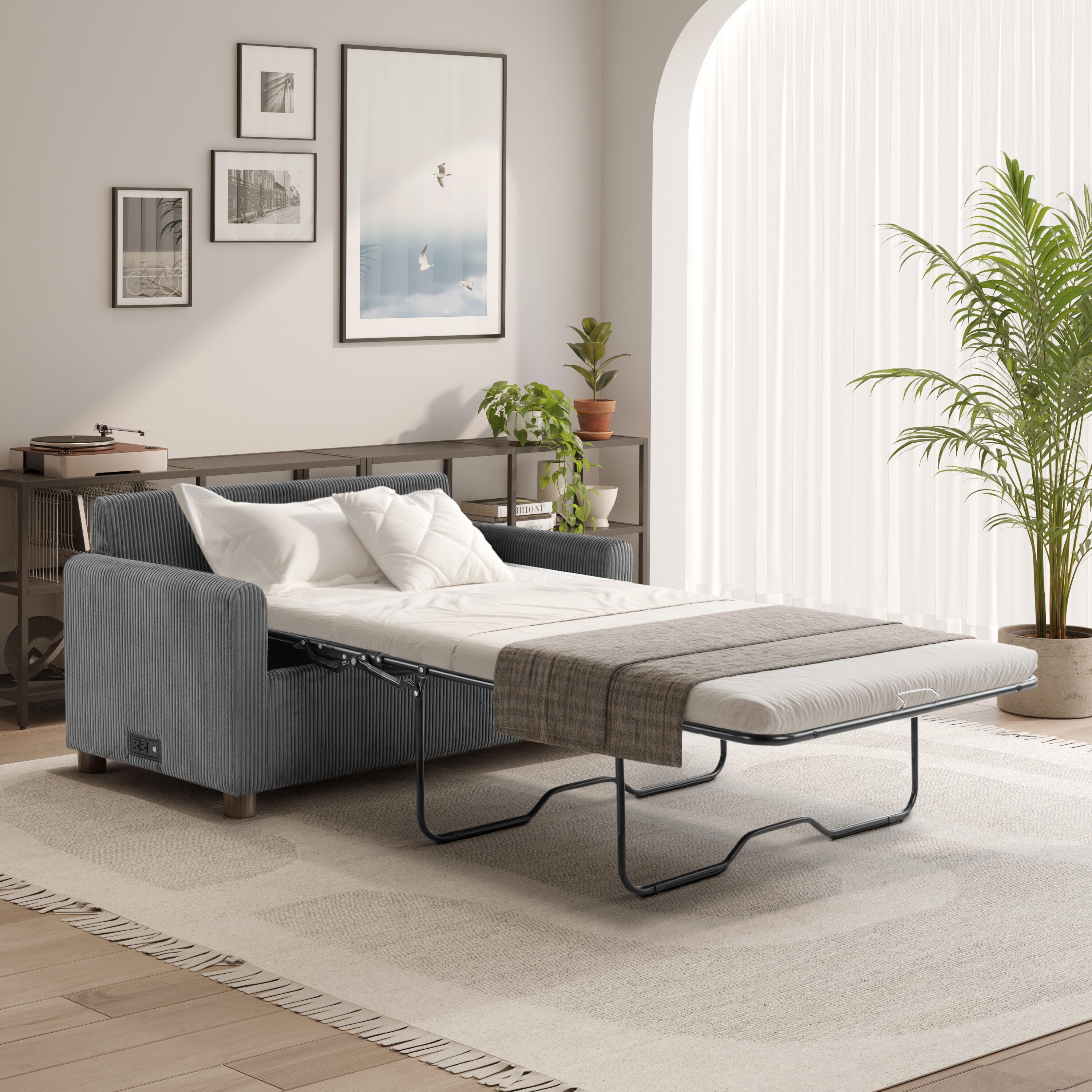 Serta Draper Twin Sofa Sleeper, Grey, large