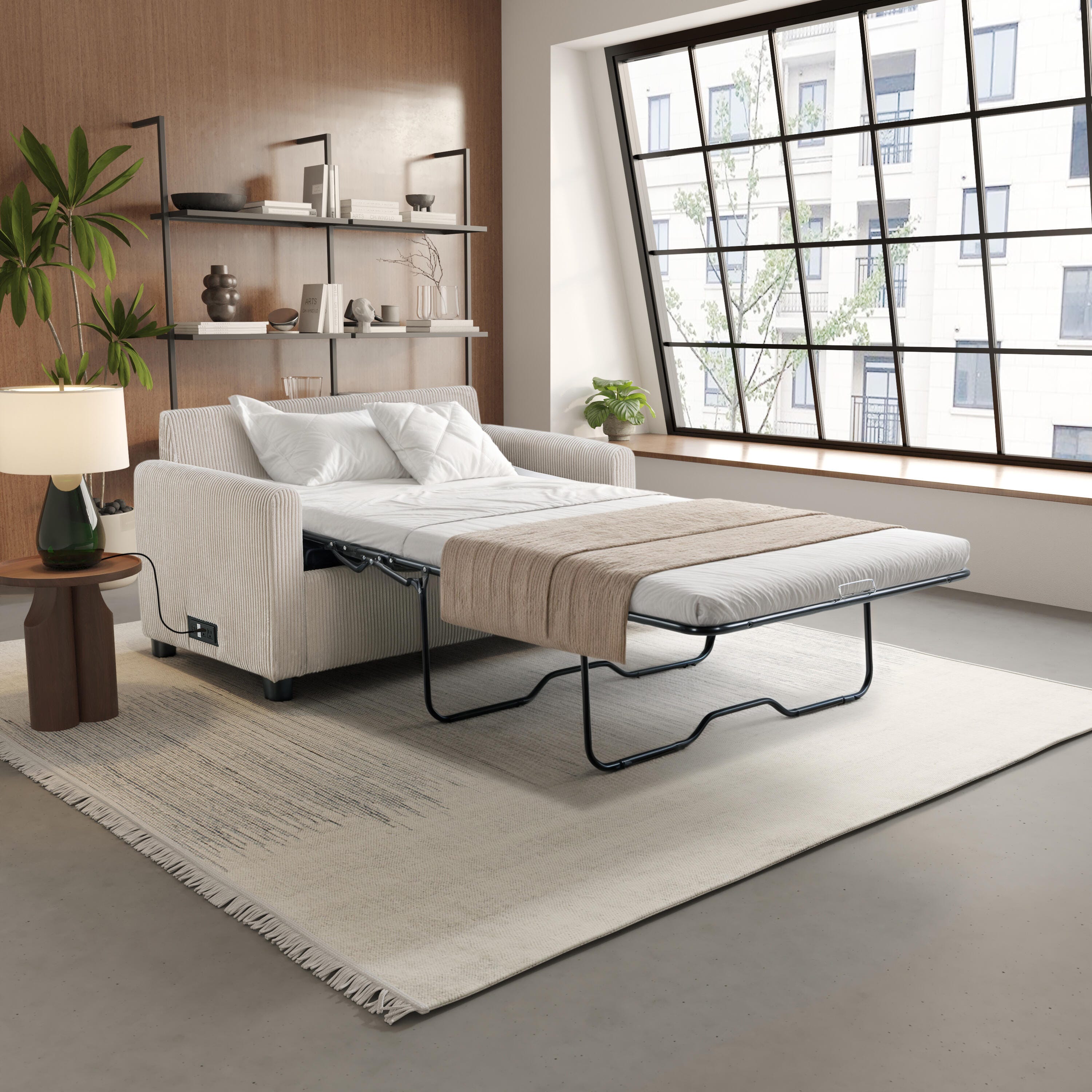 Serta Draper Twin Sofa Sleeper, Beige, large