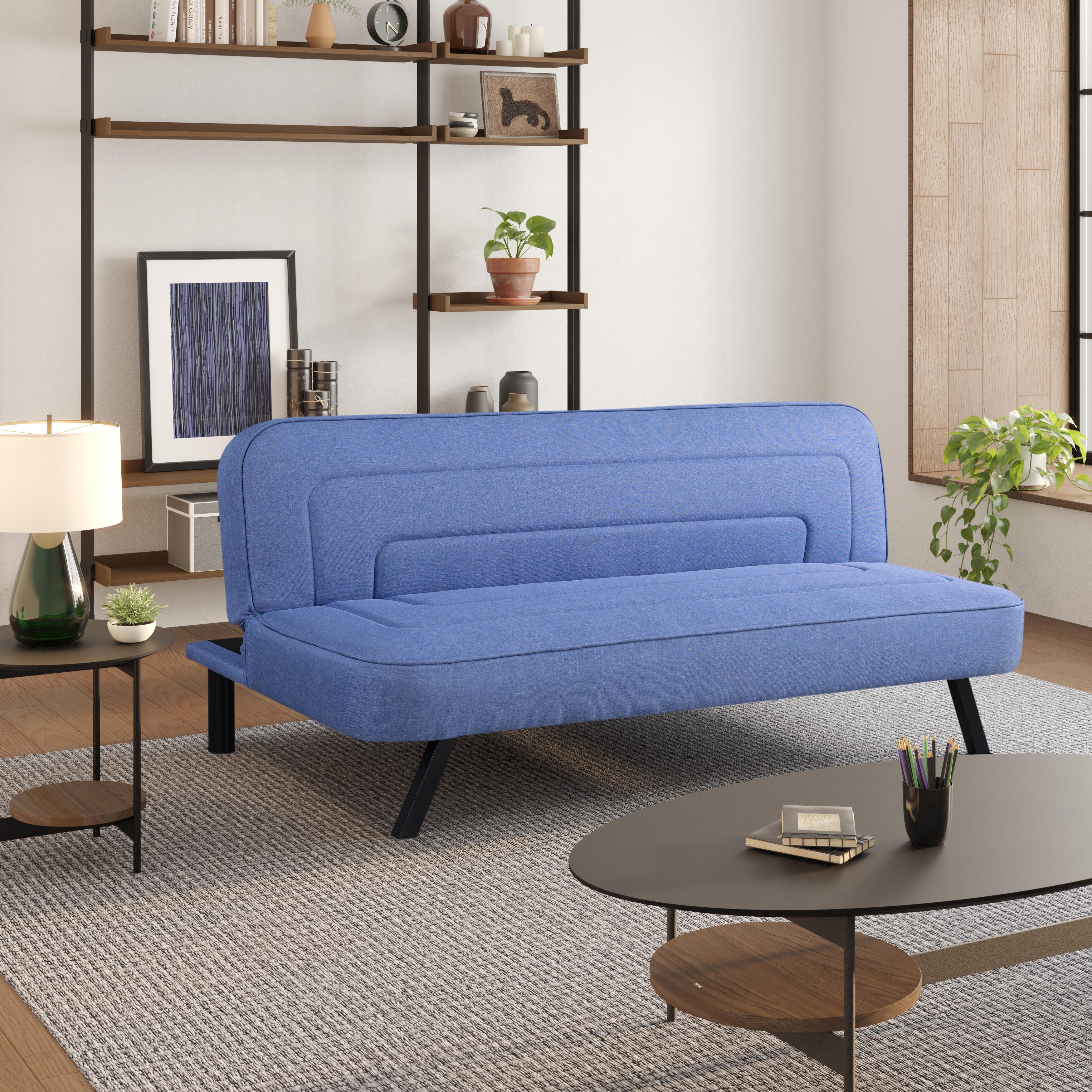 Serta Fenton Futon, Blue, rollover