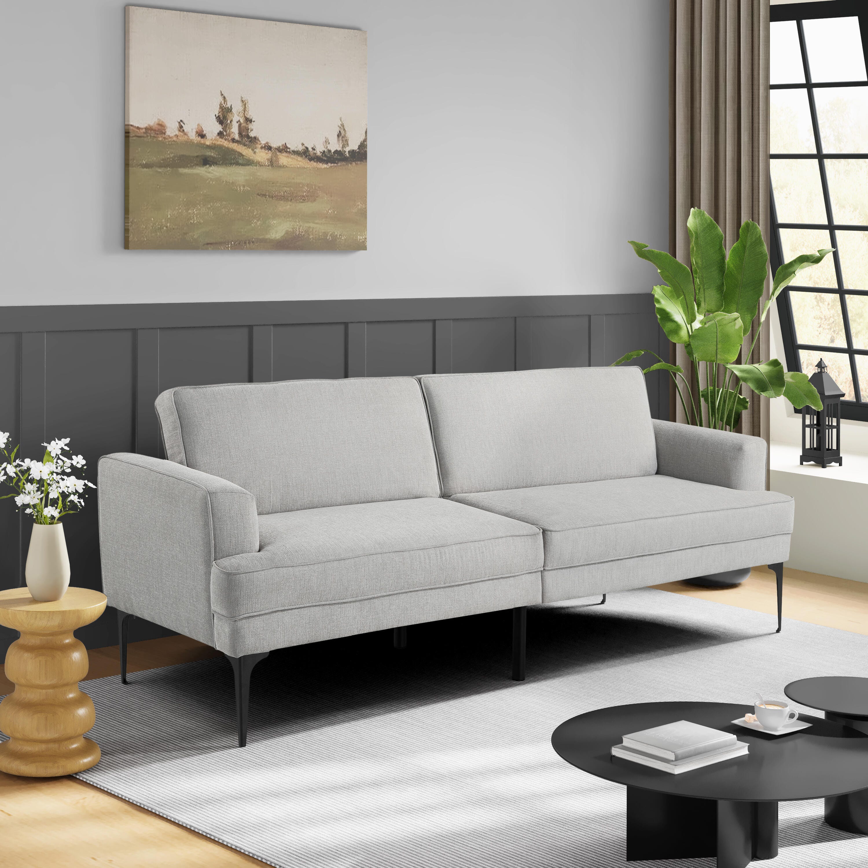Serta Preston Futon, Light Gray, rollover