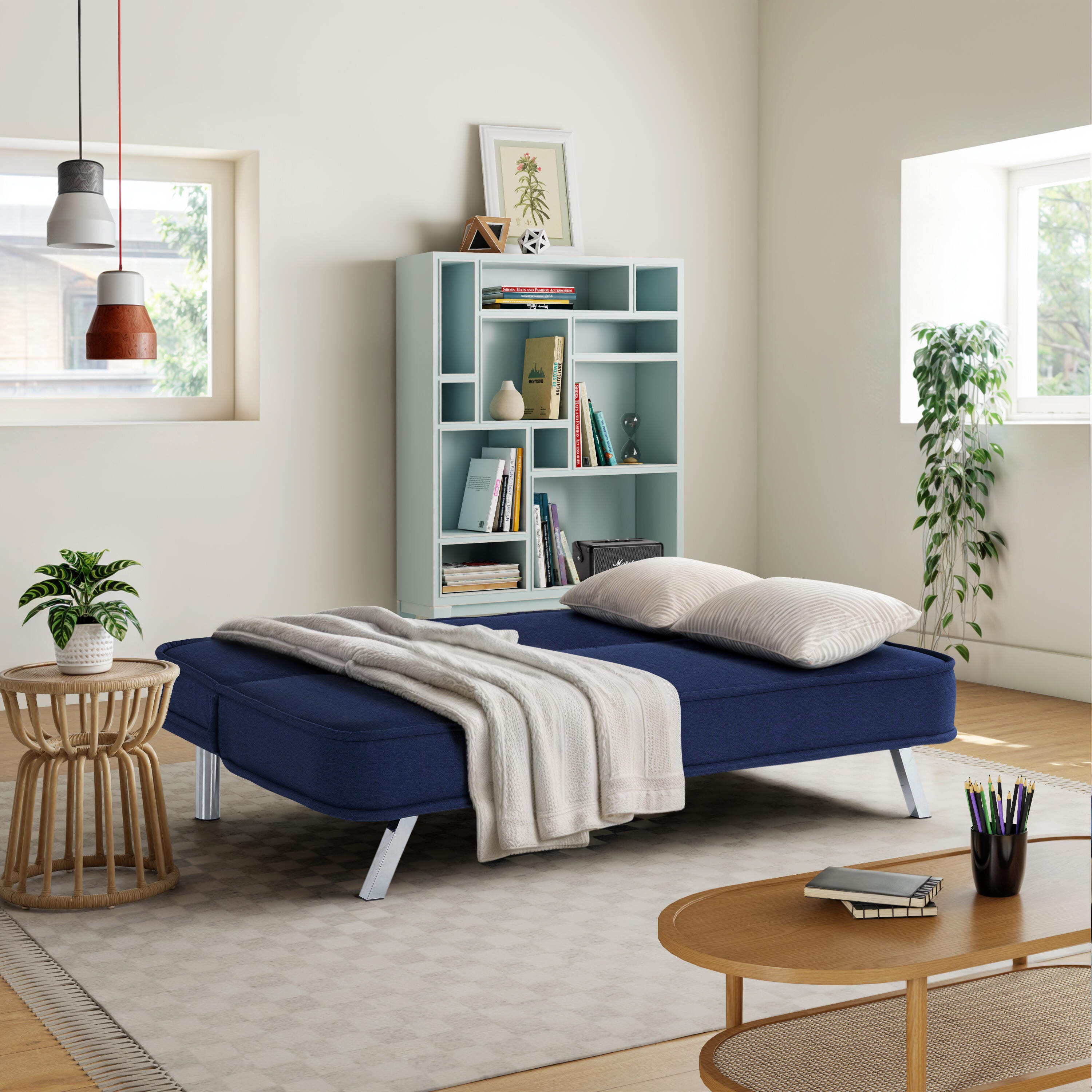 Serta Trent Futon, Navy, large