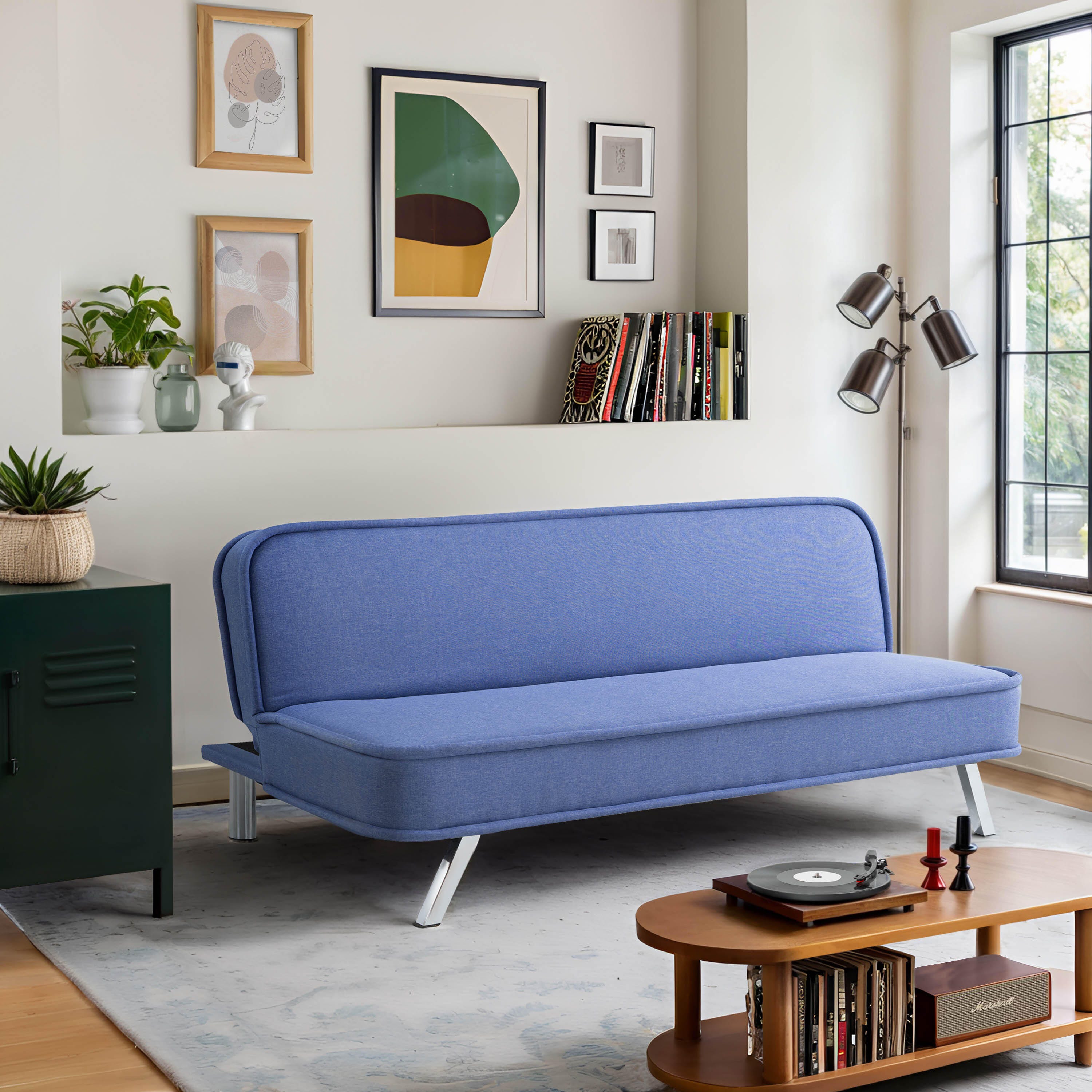 Serta Trent Futon, Blue, rollover