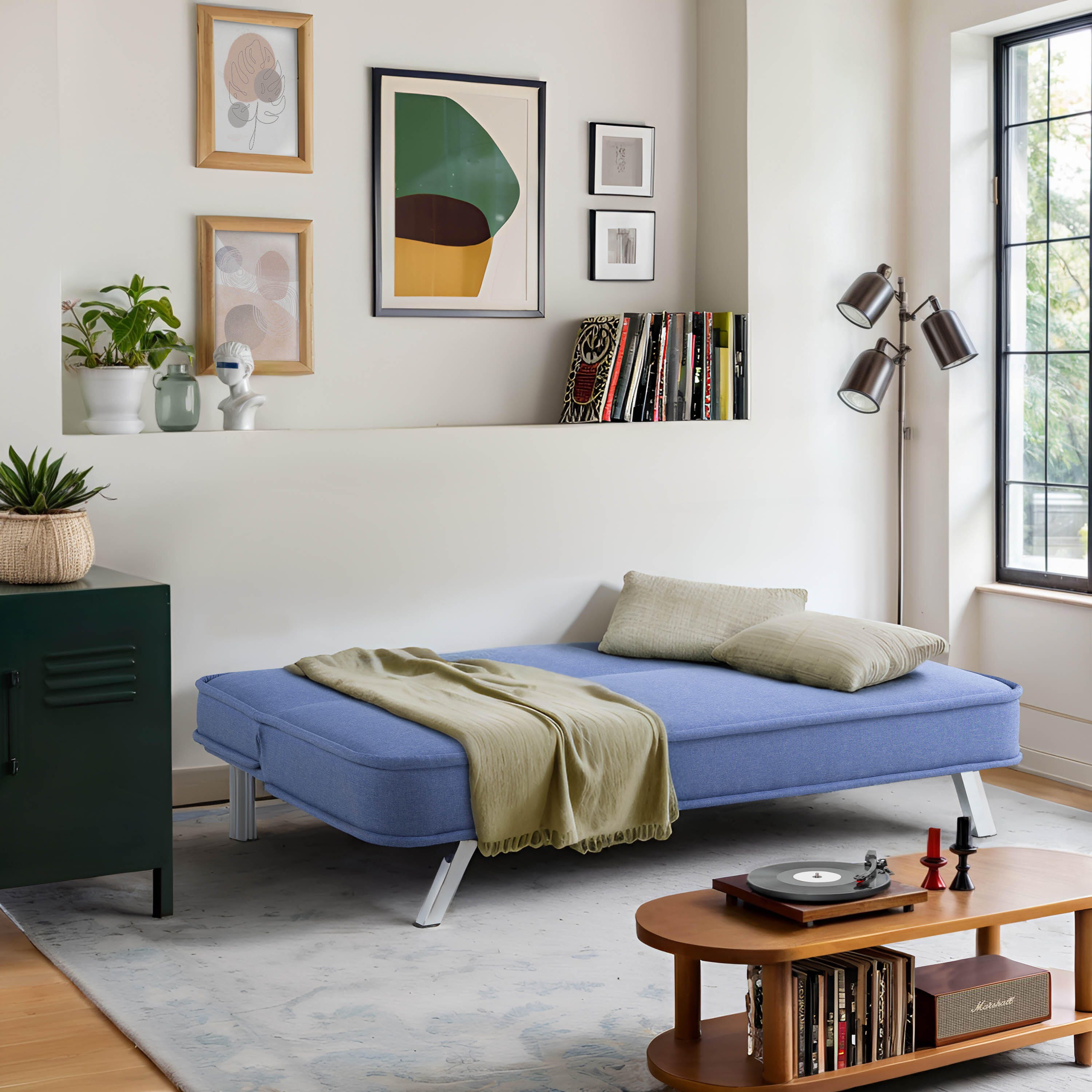 Serta Trent Futon, Blue, large