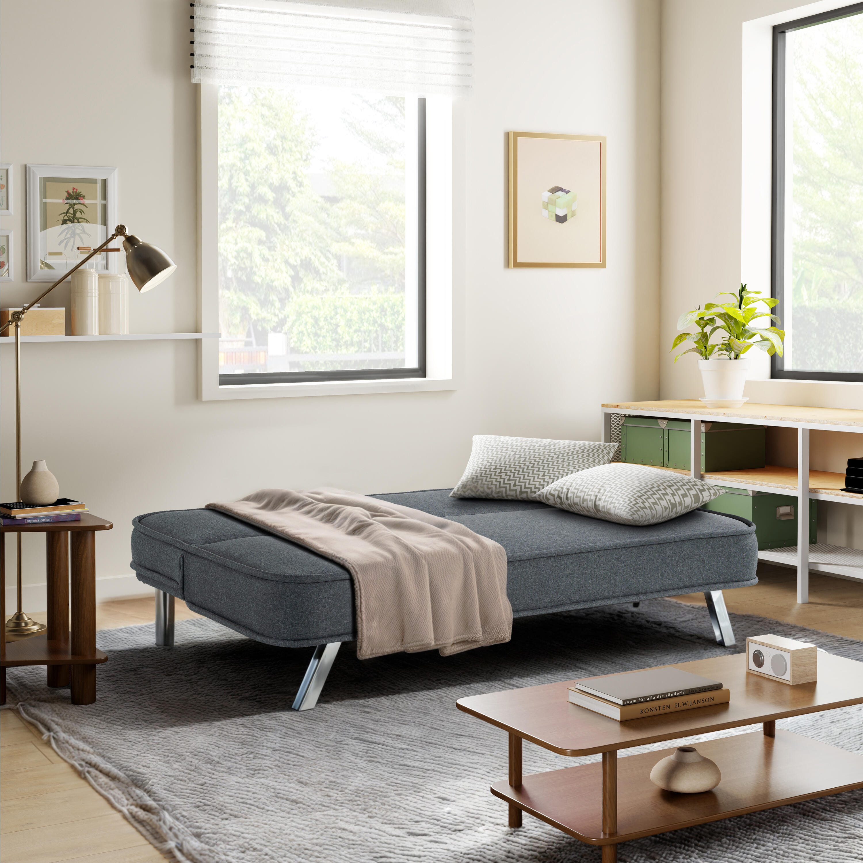 Serta Trent Futon, Charcoal, large