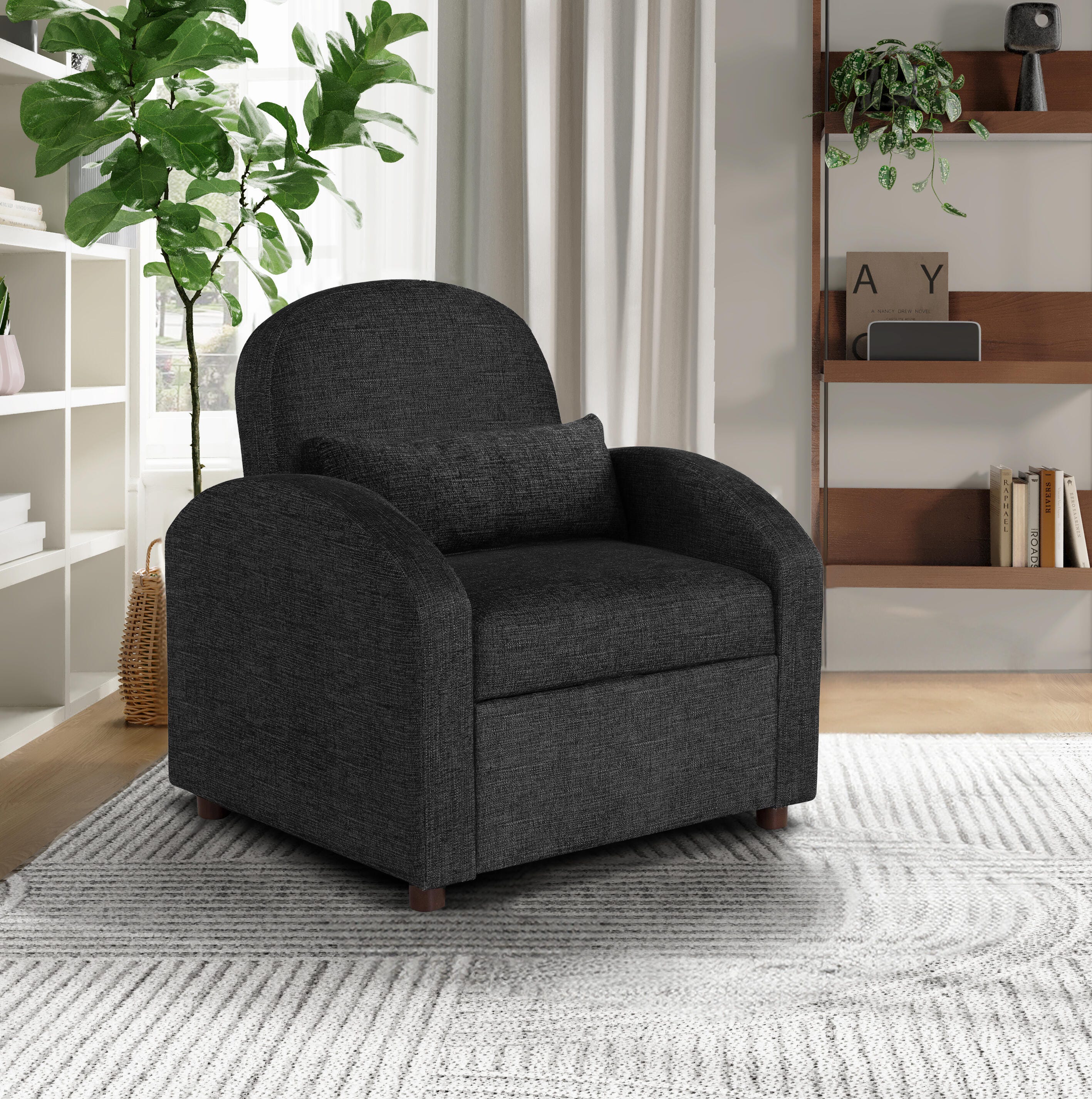 Serta Triton Single Sleeper Chair, Black, rollover