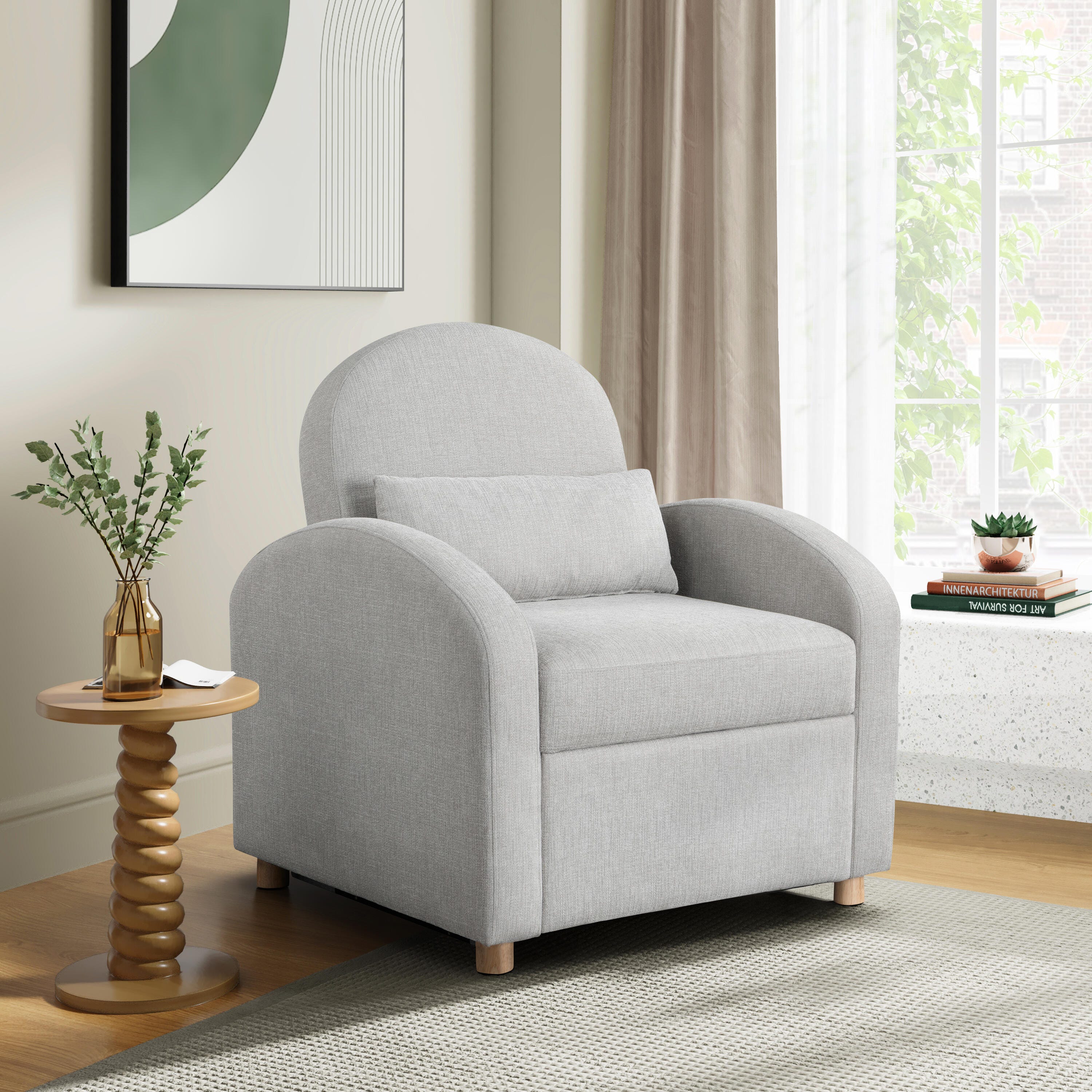 Serta Triton Single Sleeper Chair, Light Gray, rollover