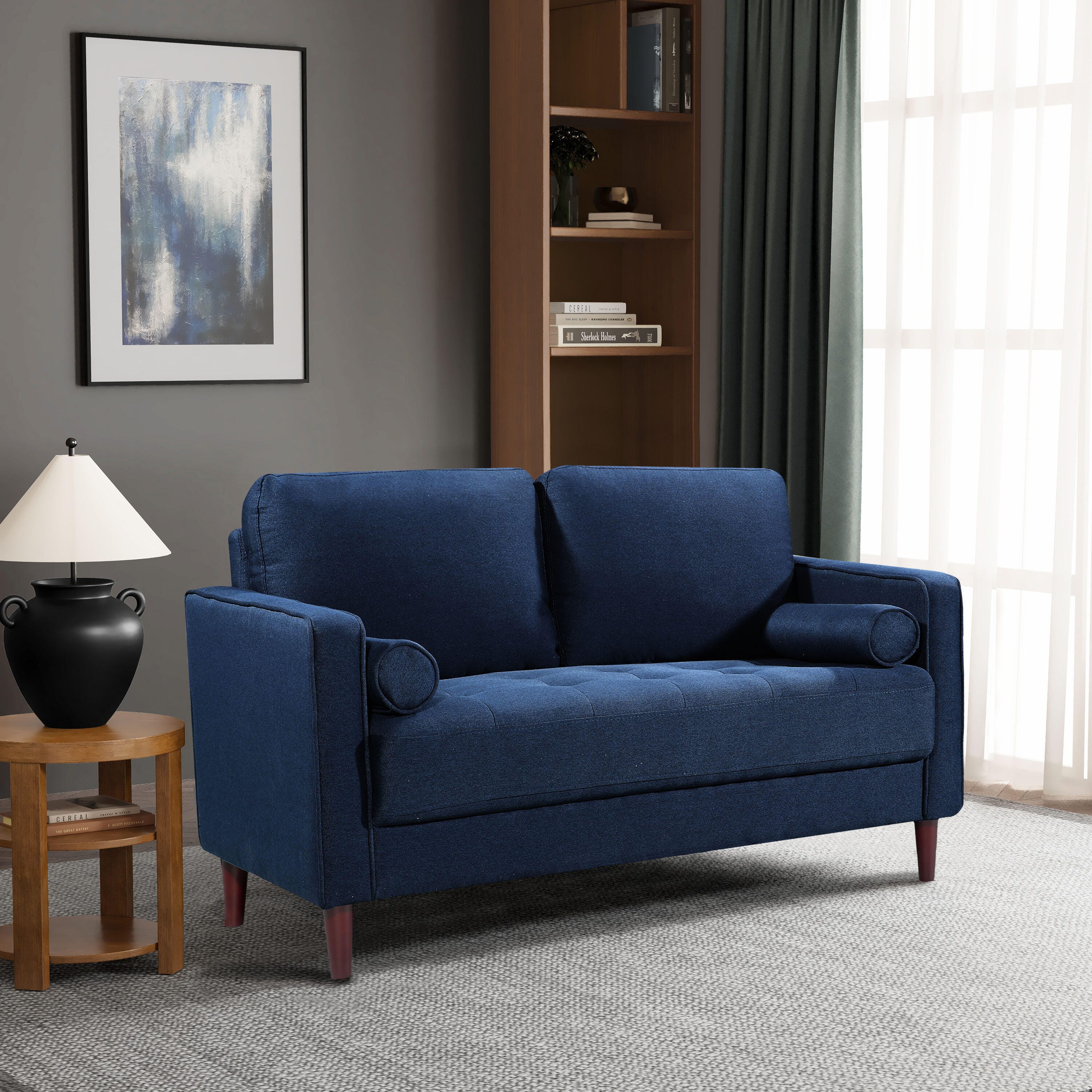 Studio Living Lansing Loveseat, Navy, rollover