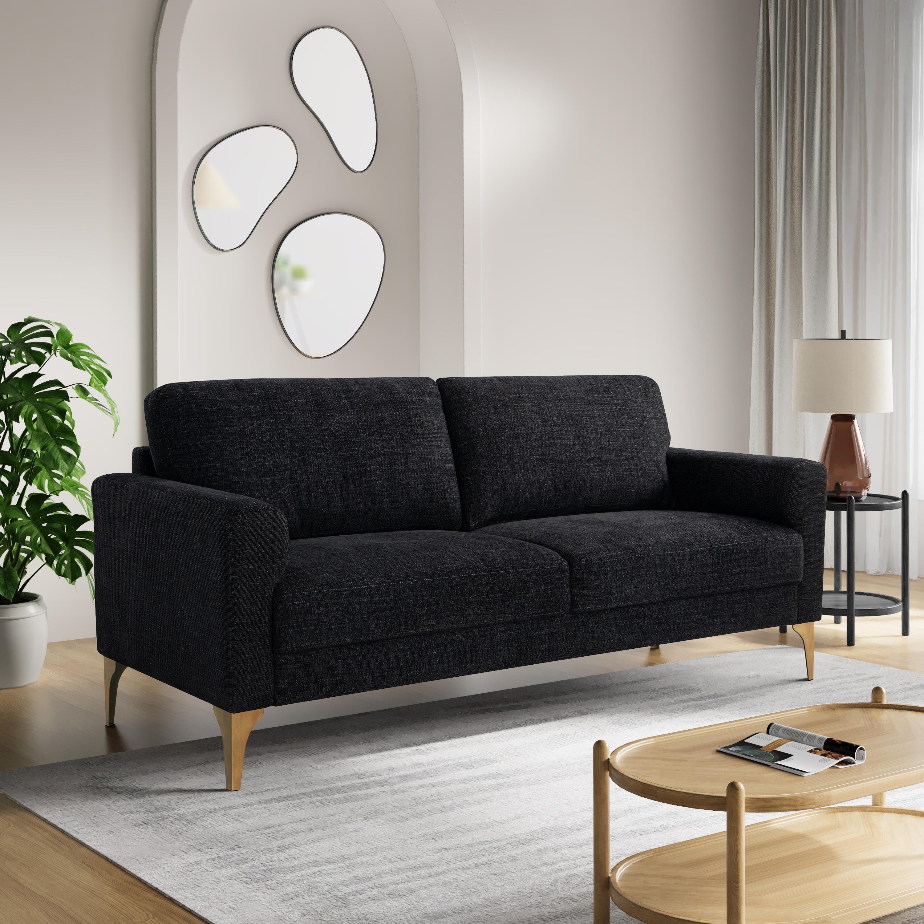 Studio Living Morgan Sofa, Black, rollover