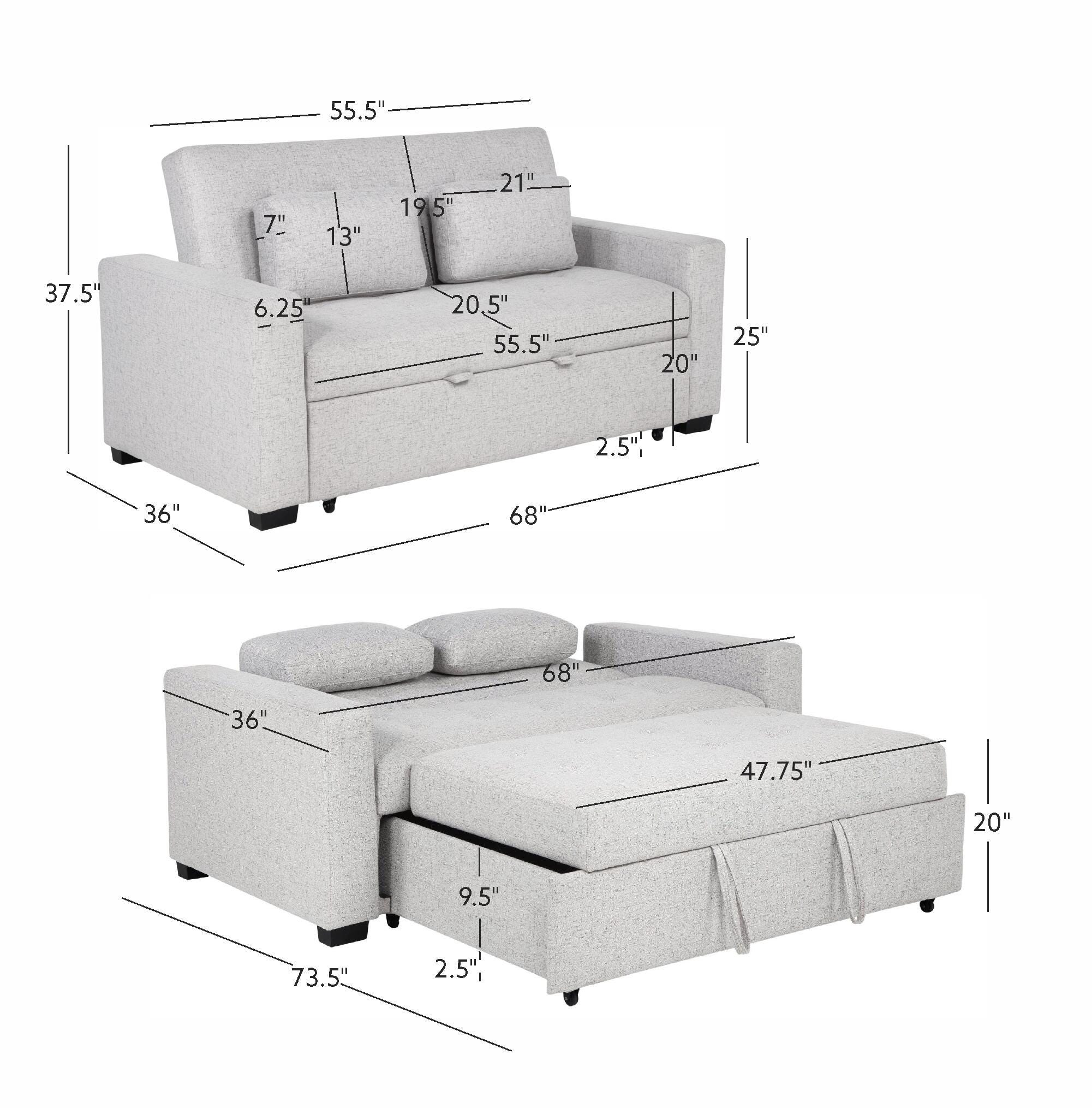 Linon Verra Full Sofa Sleeper, , large