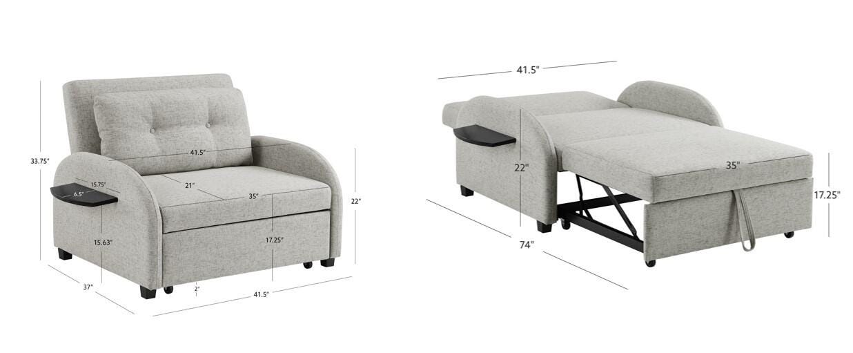 Linon Merri Convertible Chair, , large