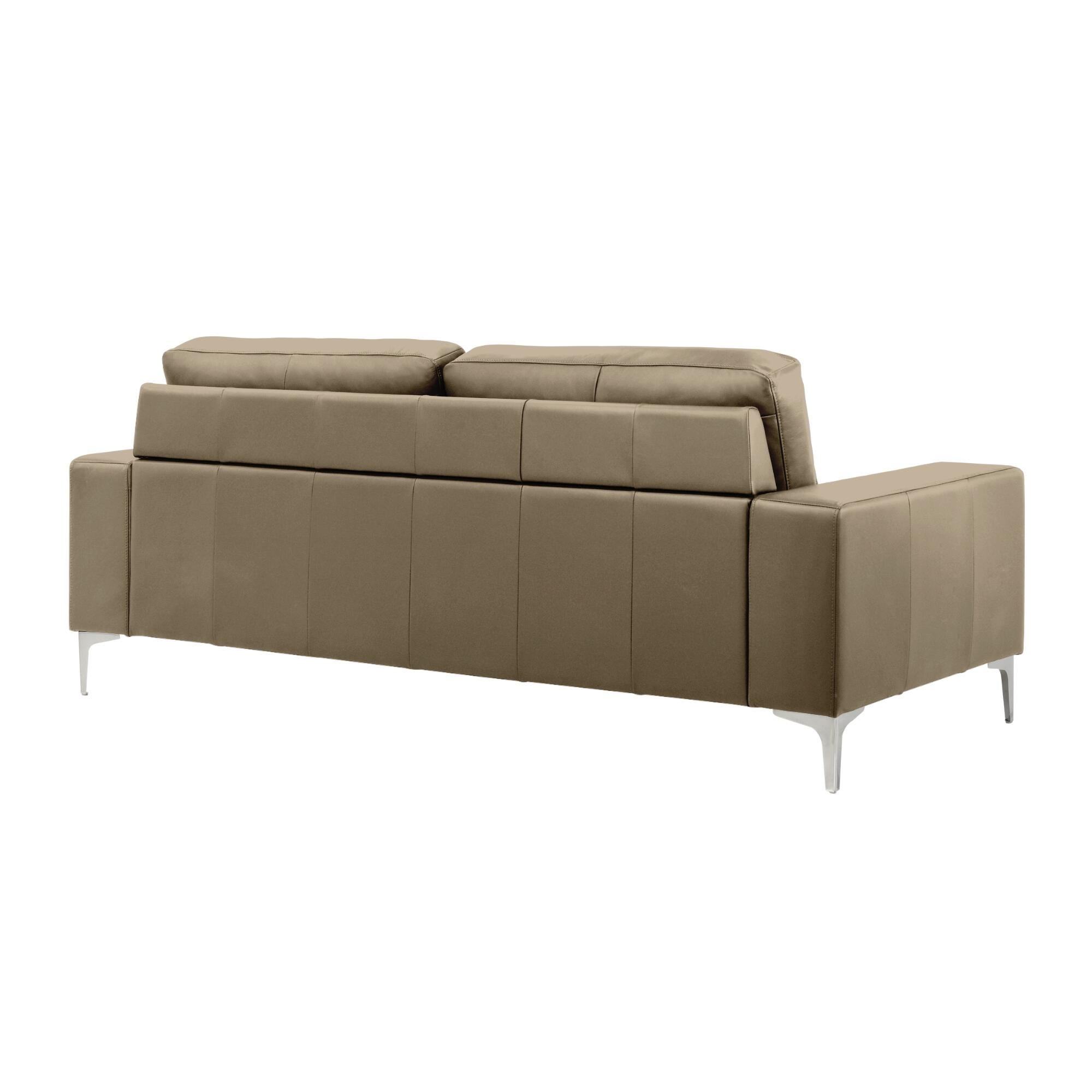 Armen Living Faelin Leather Sofa, Khaki, large