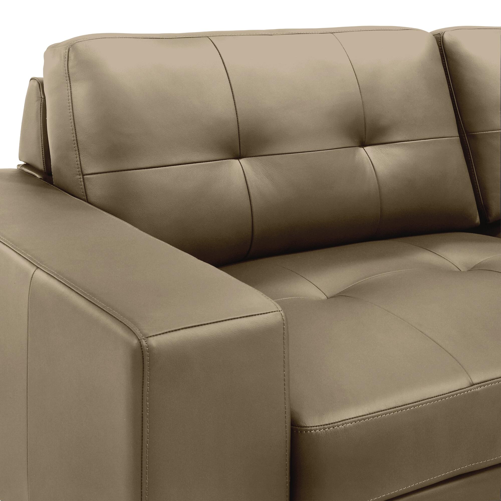 Armen Living Faelin Leather Sofa, Khaki, large