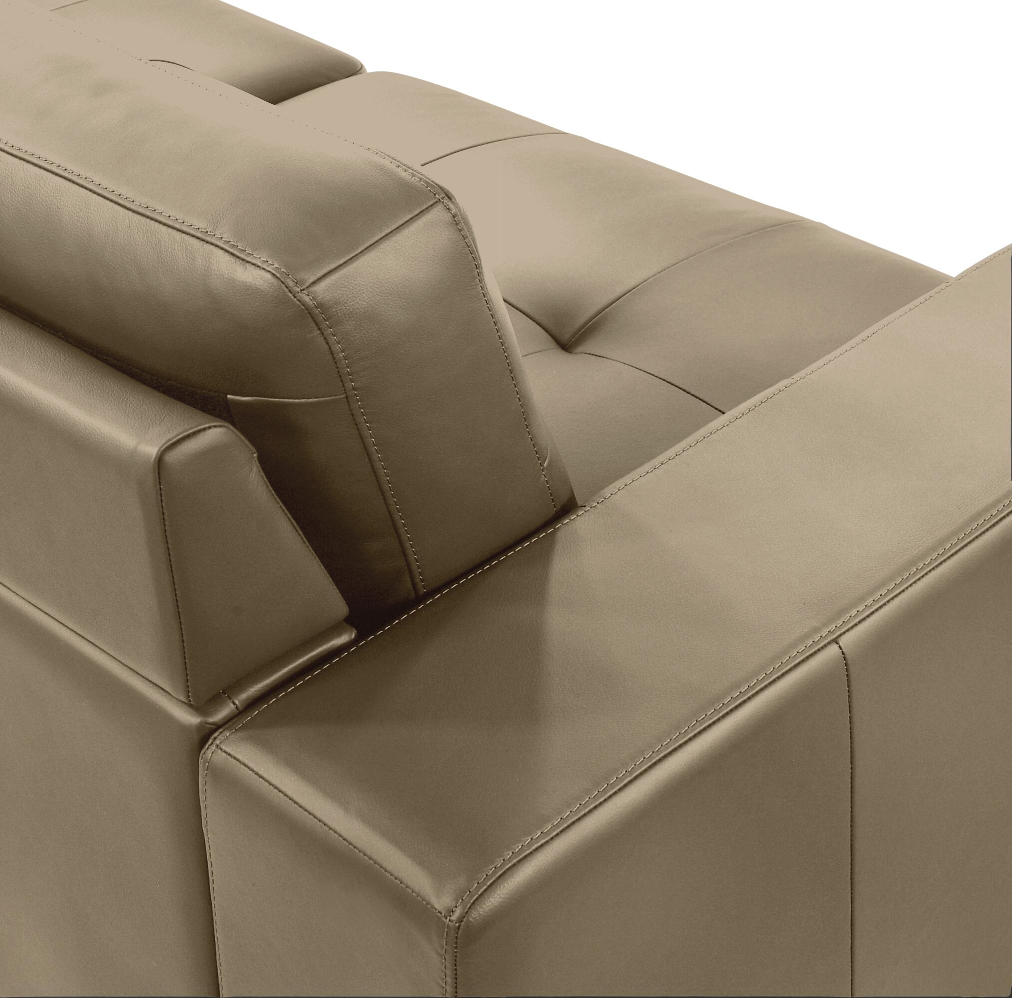 Armen Living Faelin Leather Sofa, Khaki, large