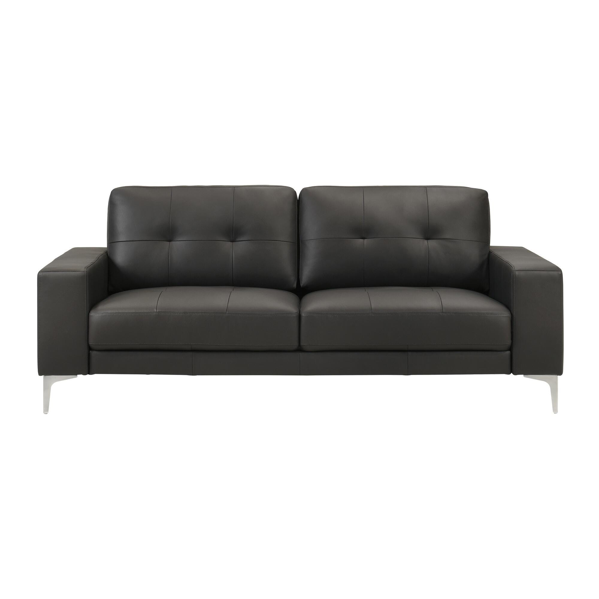 Armen Living Faelin Leather Sofa, Cola, large