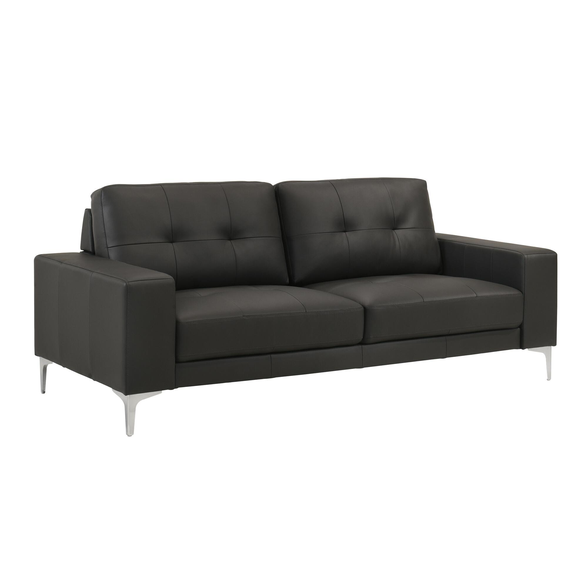 Armen Living Faelin Leather Sofa, Cola, large