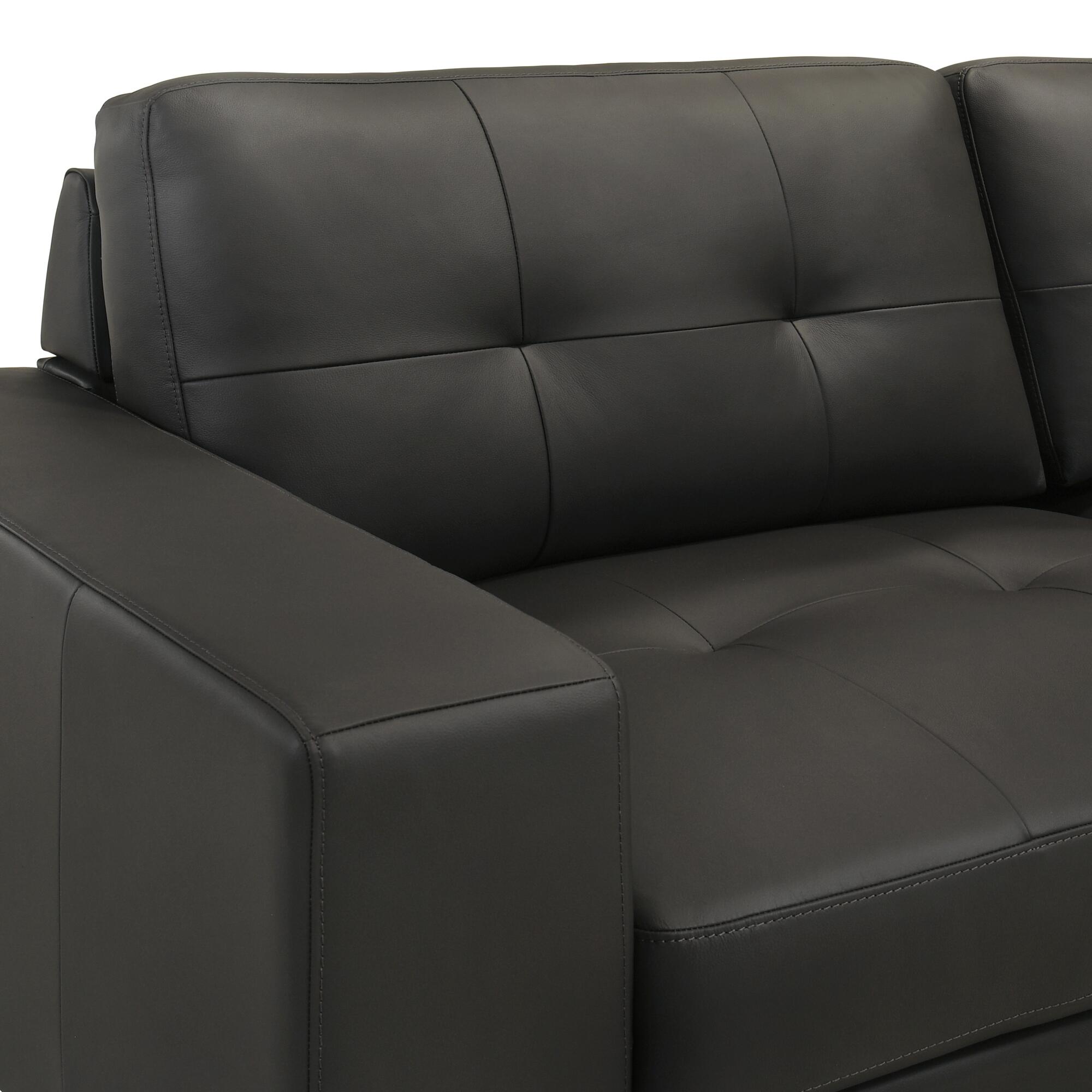 Armen Living Faelin Leather Sofa, Cola, large