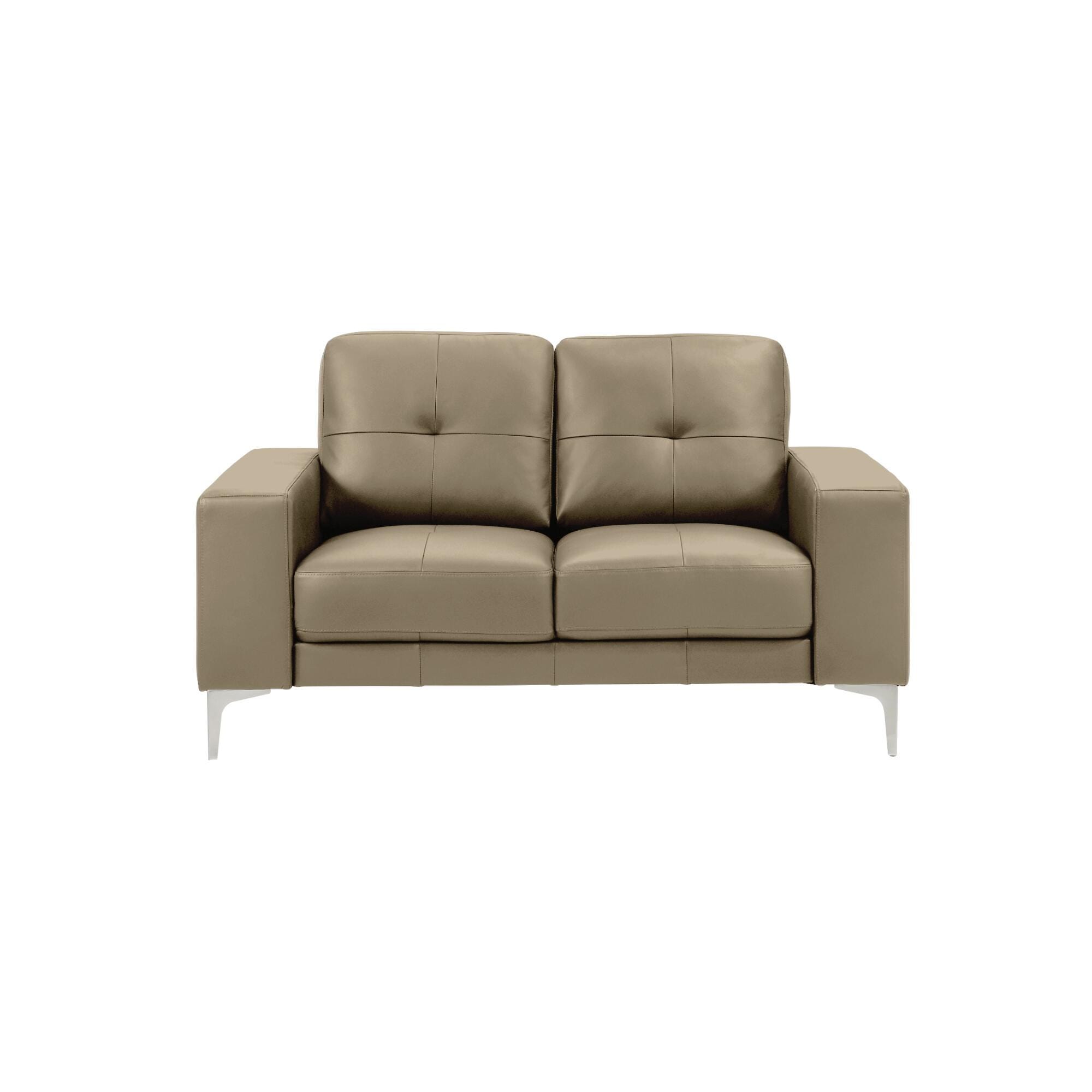Armen Living Faelin Leather Loveseat, Khaki, large