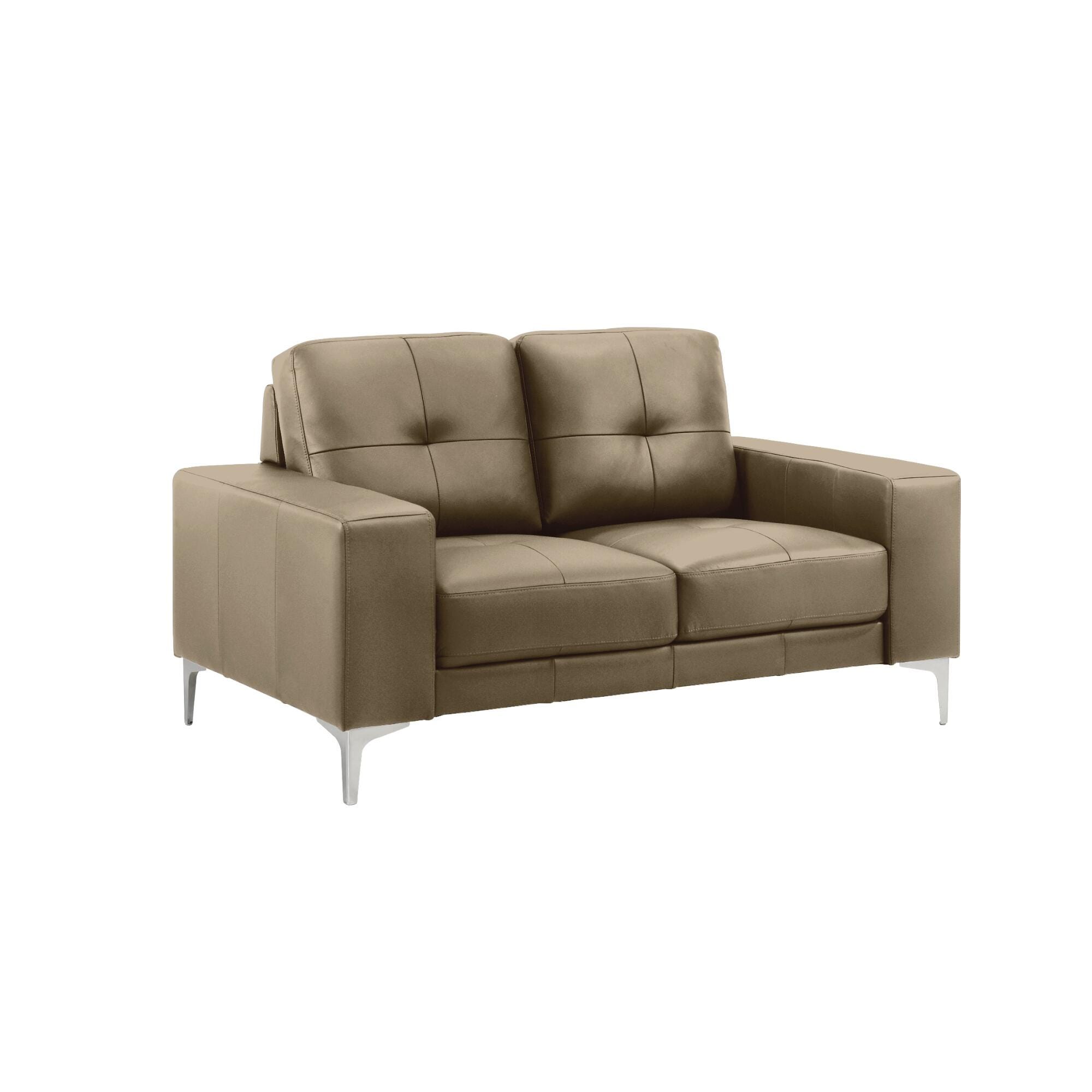 Armen Living Faelin Leather Loveseat, Khaki, large