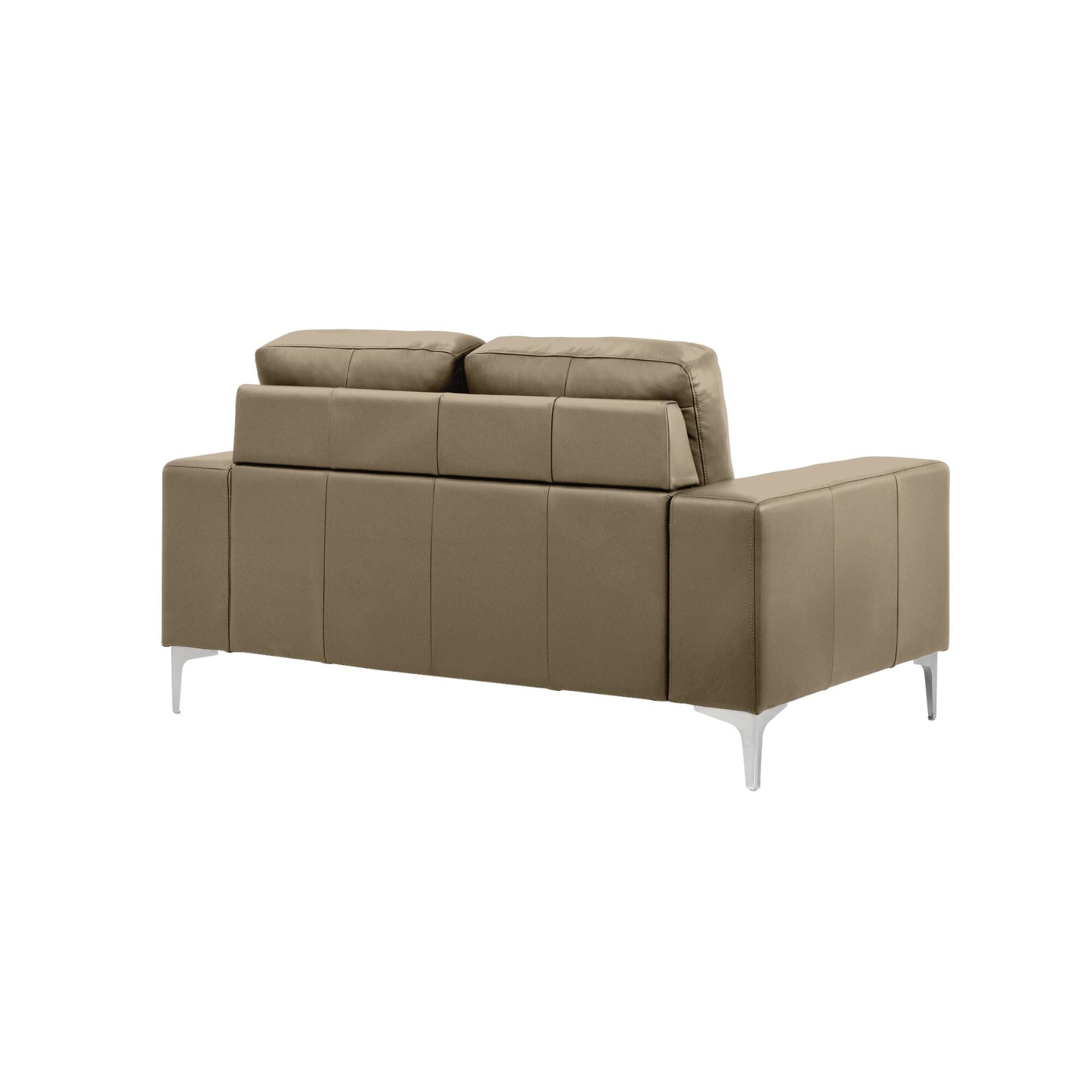 Armen Living Faelin Leather Loveseat, Khaki, large
