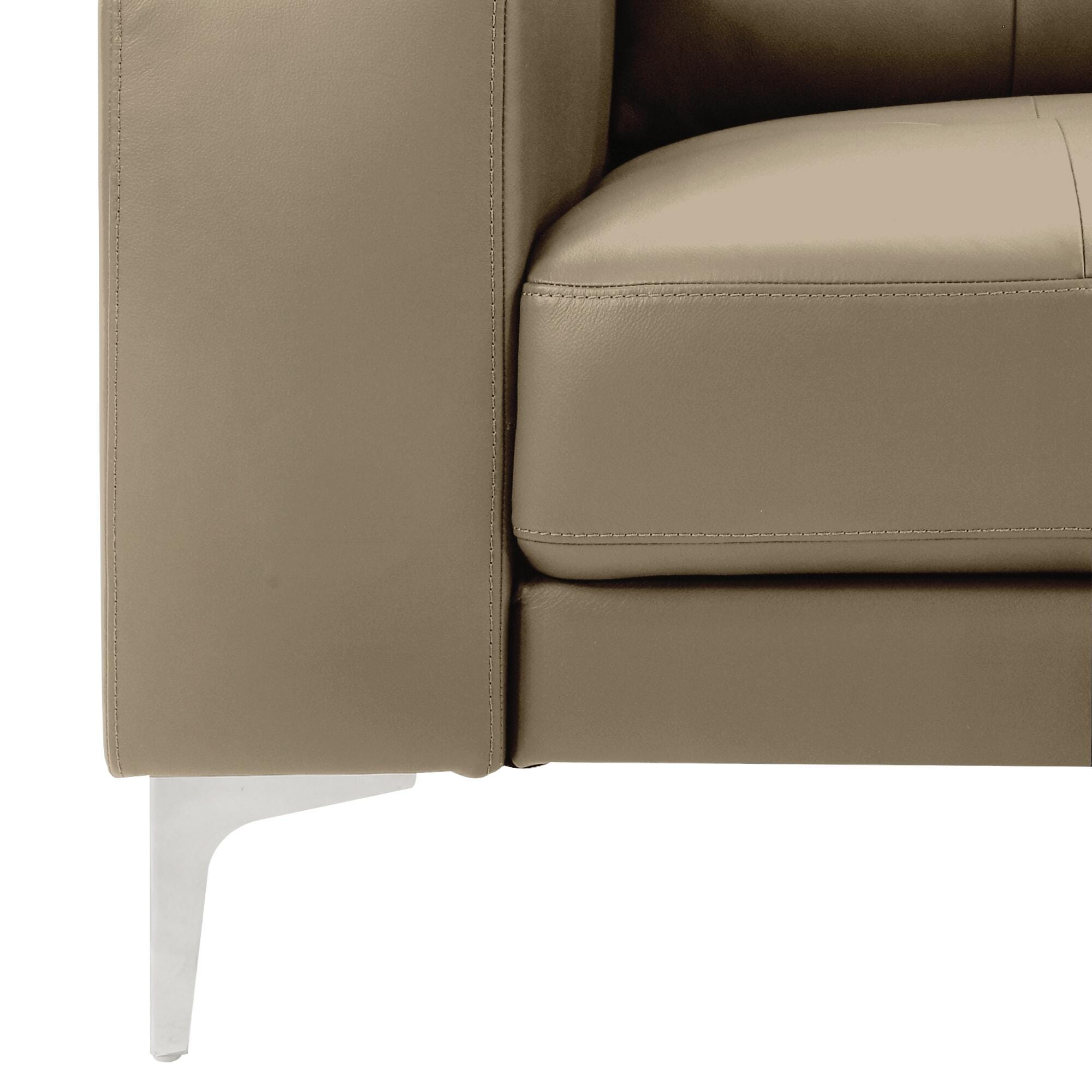 Armen Living Faelin Leather Loveseat, Khaki, large