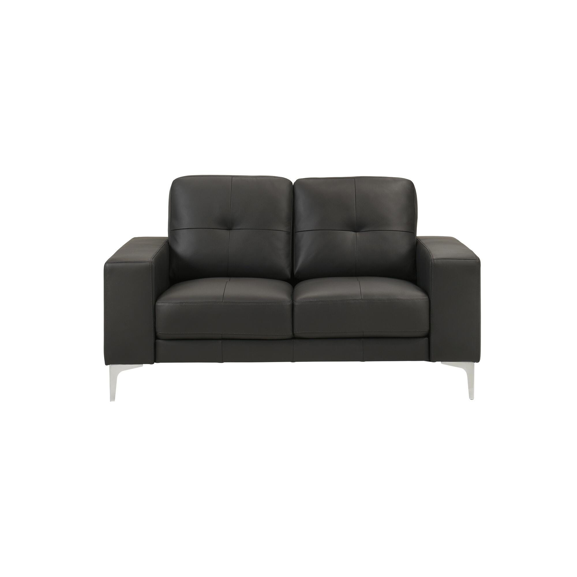 Armen Living Faelin Leather Loveseat, Cola, large