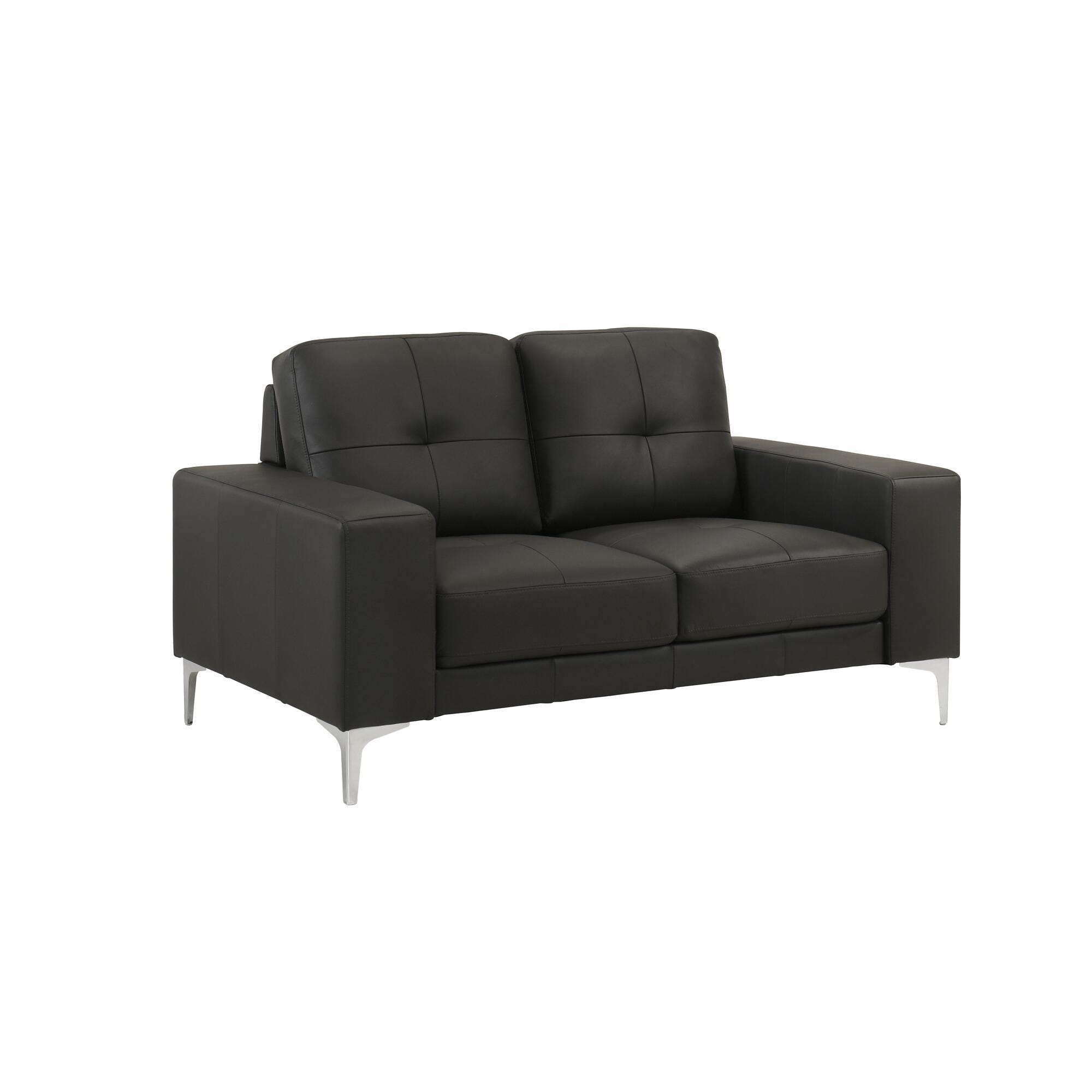 Armen Living Faelin Leather Loveseat, Cola, large