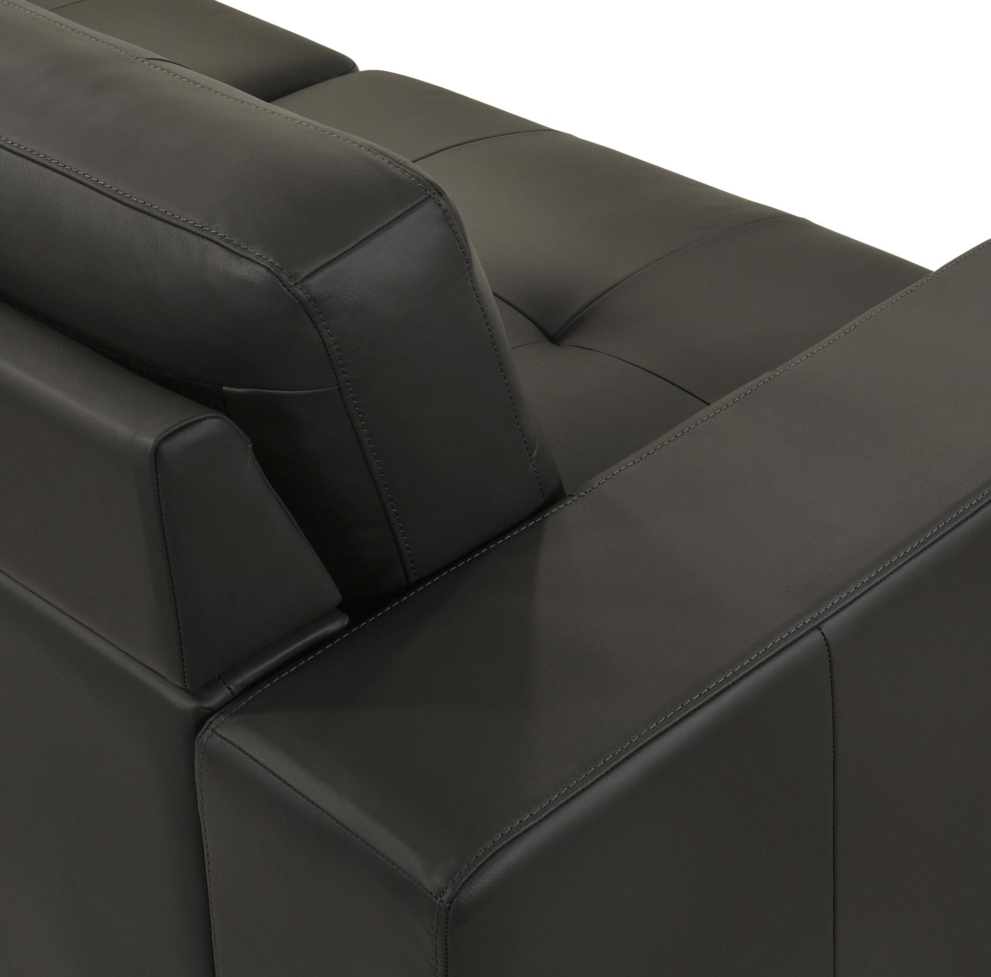 Armen Living Faelin Leather Loveseat, Cola, large
